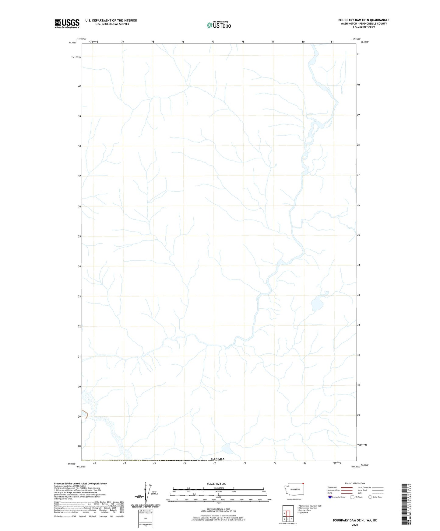 Boundary Dam OE N Washington US Topo Map Image
