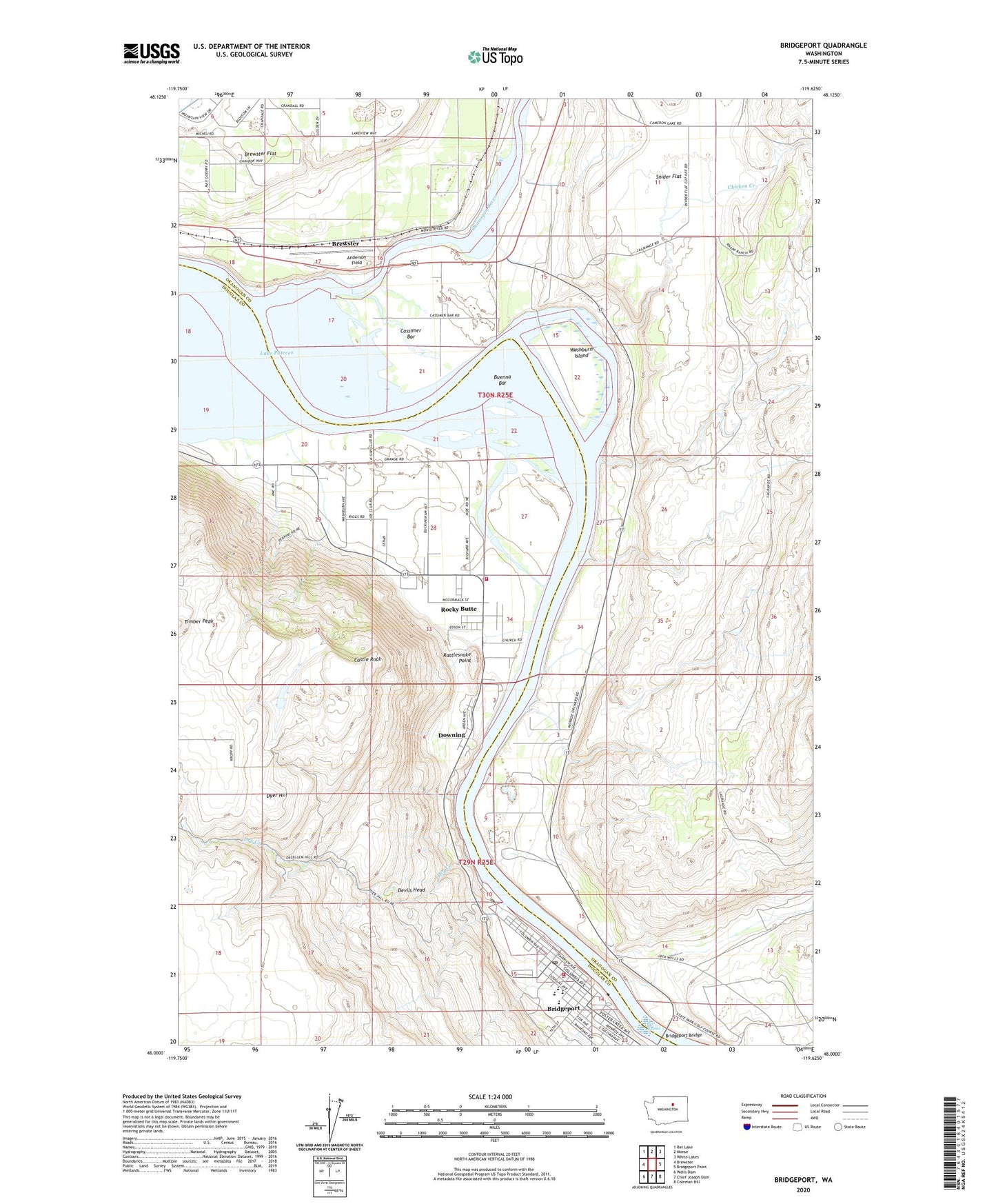 Bridgeport Washington US Topo Map Image