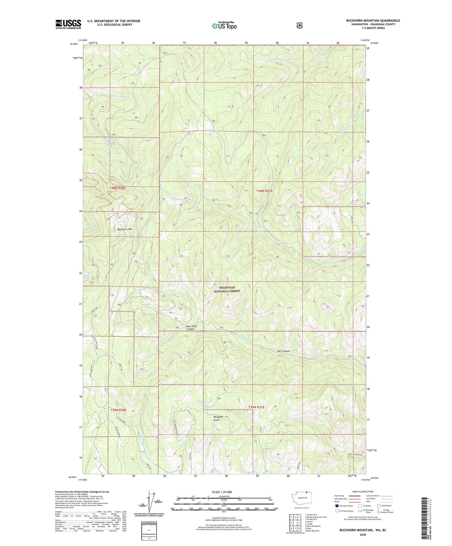 Buckhorn Mountain Washington US Topo Map Image