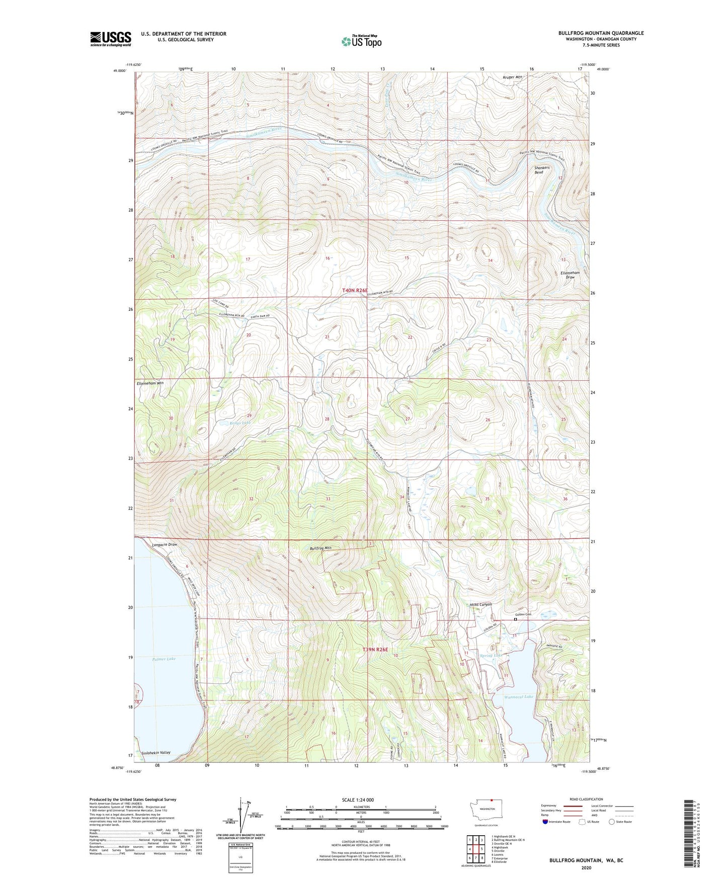 Bullfrog Mountain Washington US Topo Map Image