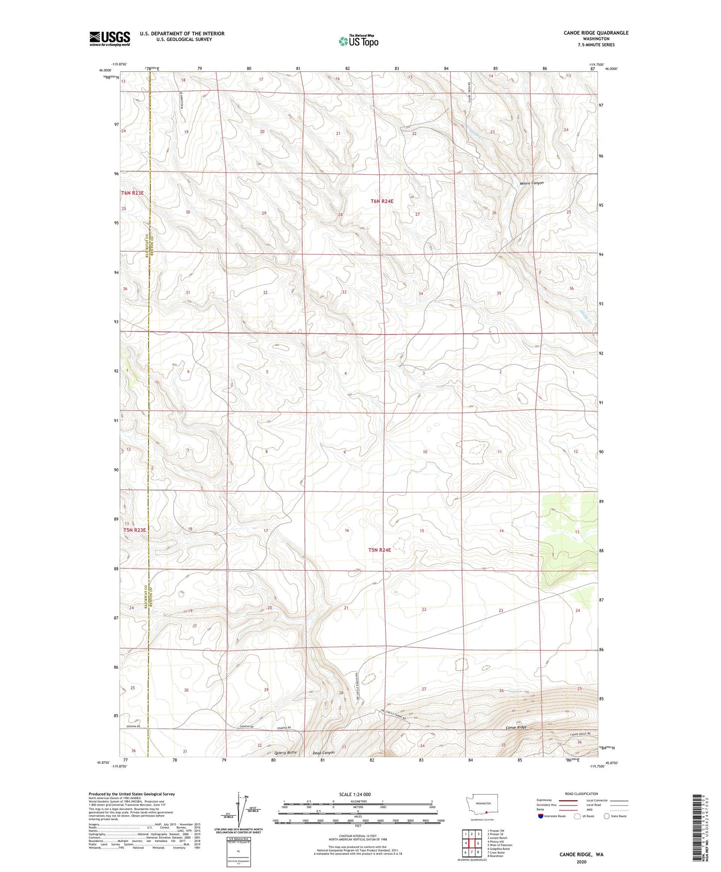 Canoe Ridge Washington US Topo Map Image