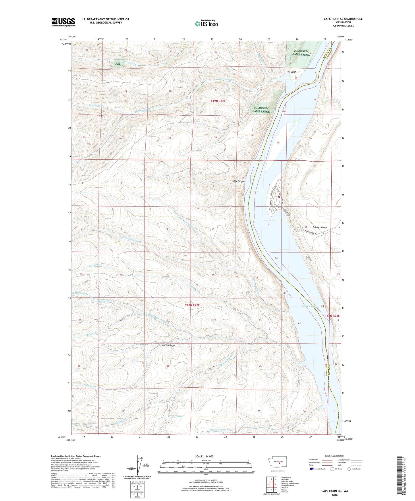 Cape Horn SE Washington US Topo Map Image