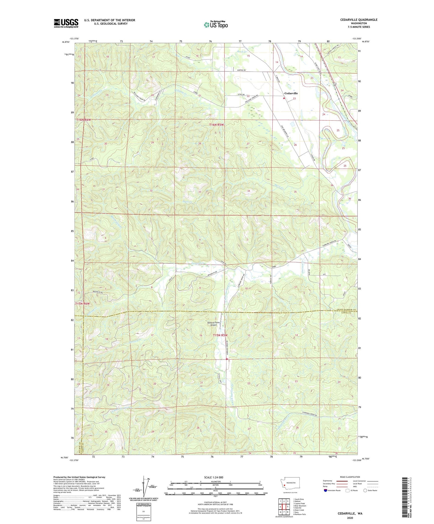 Cedarville Washington US Topo Map Image