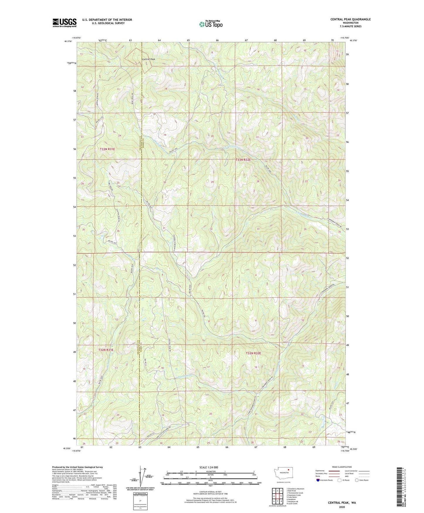 Central Peak Washington US Topo Map Image