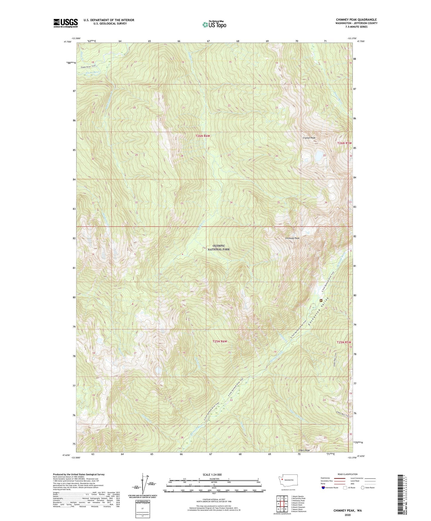 Chimney Peak Washington US Topo Map Image