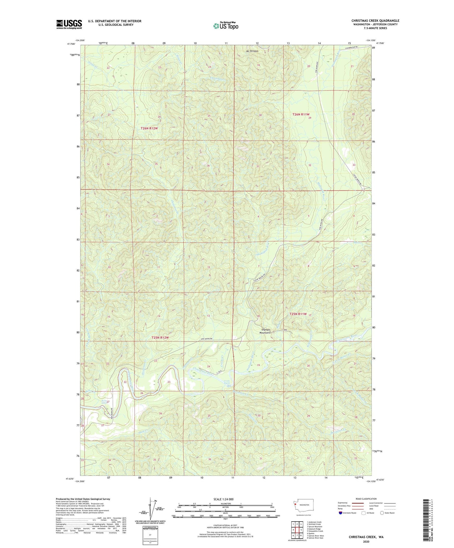 Christmas Creek Washington US Topo Map Image