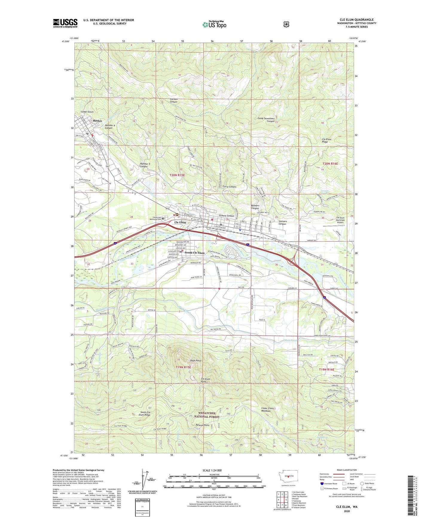 Cle Elum Washington US Topo Map Image