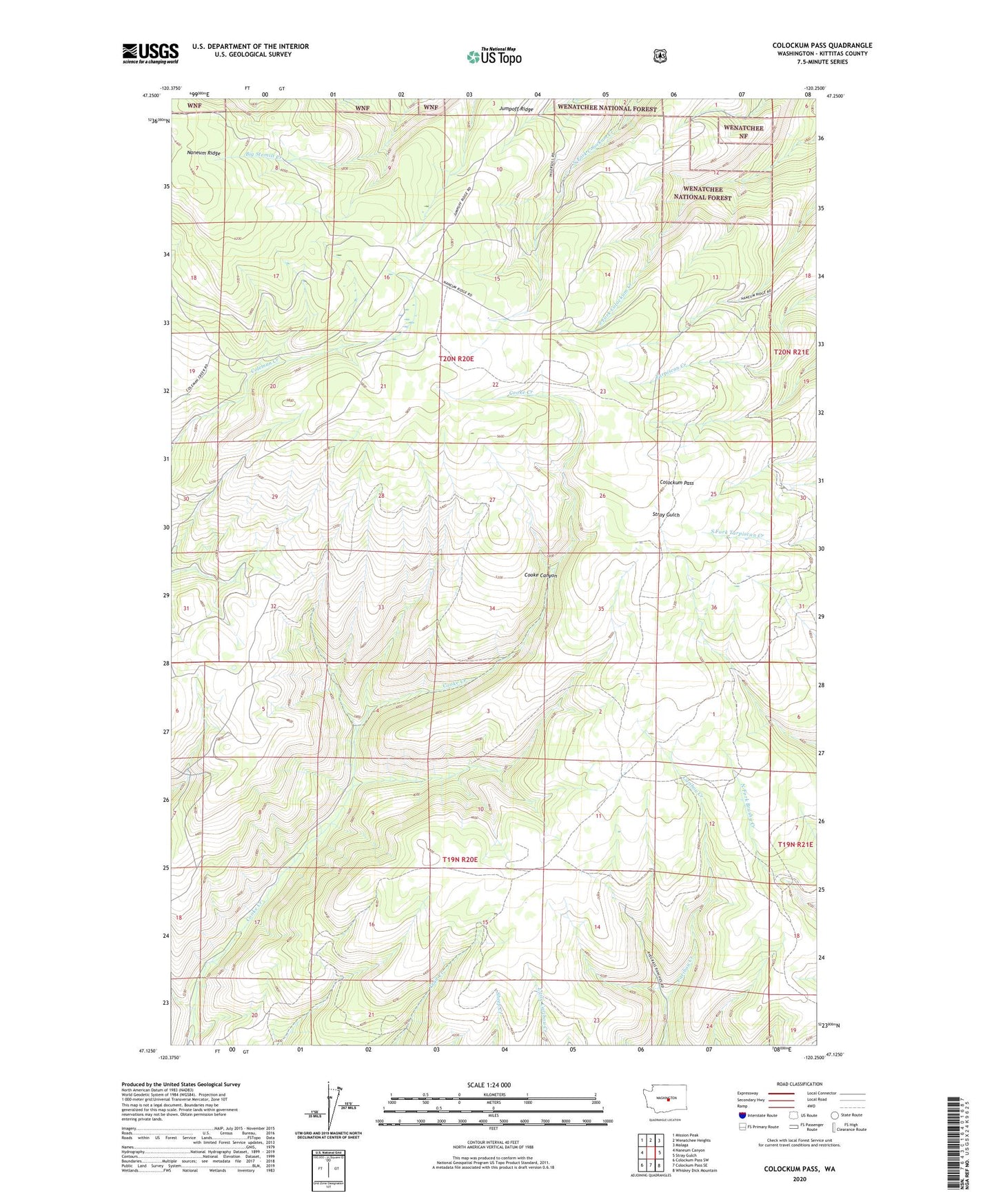 Colockum Pass Washington US Topo Map Image
