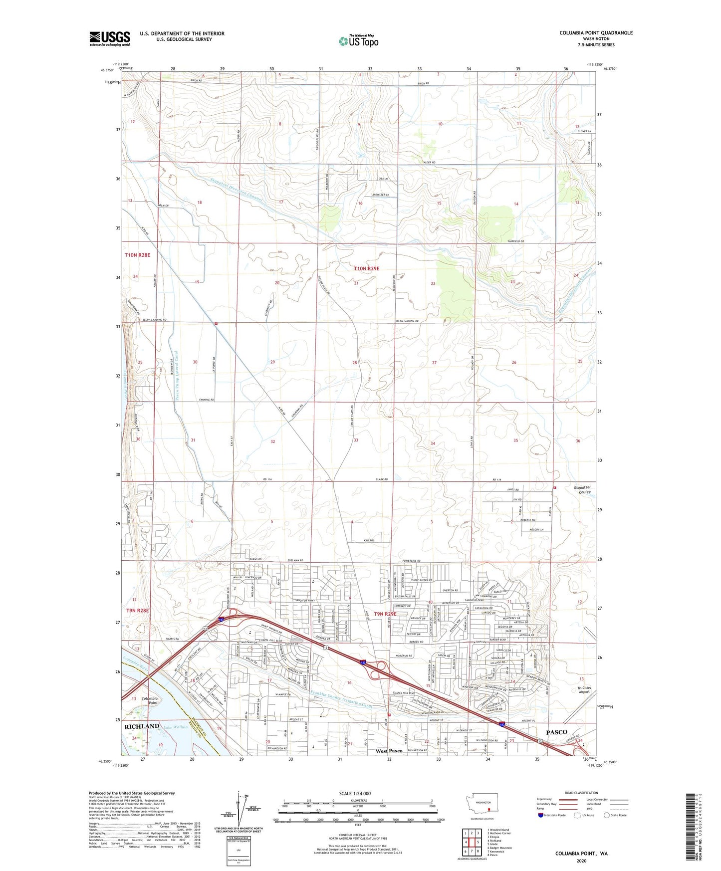 Columbia Point Washington US Topo Map Image