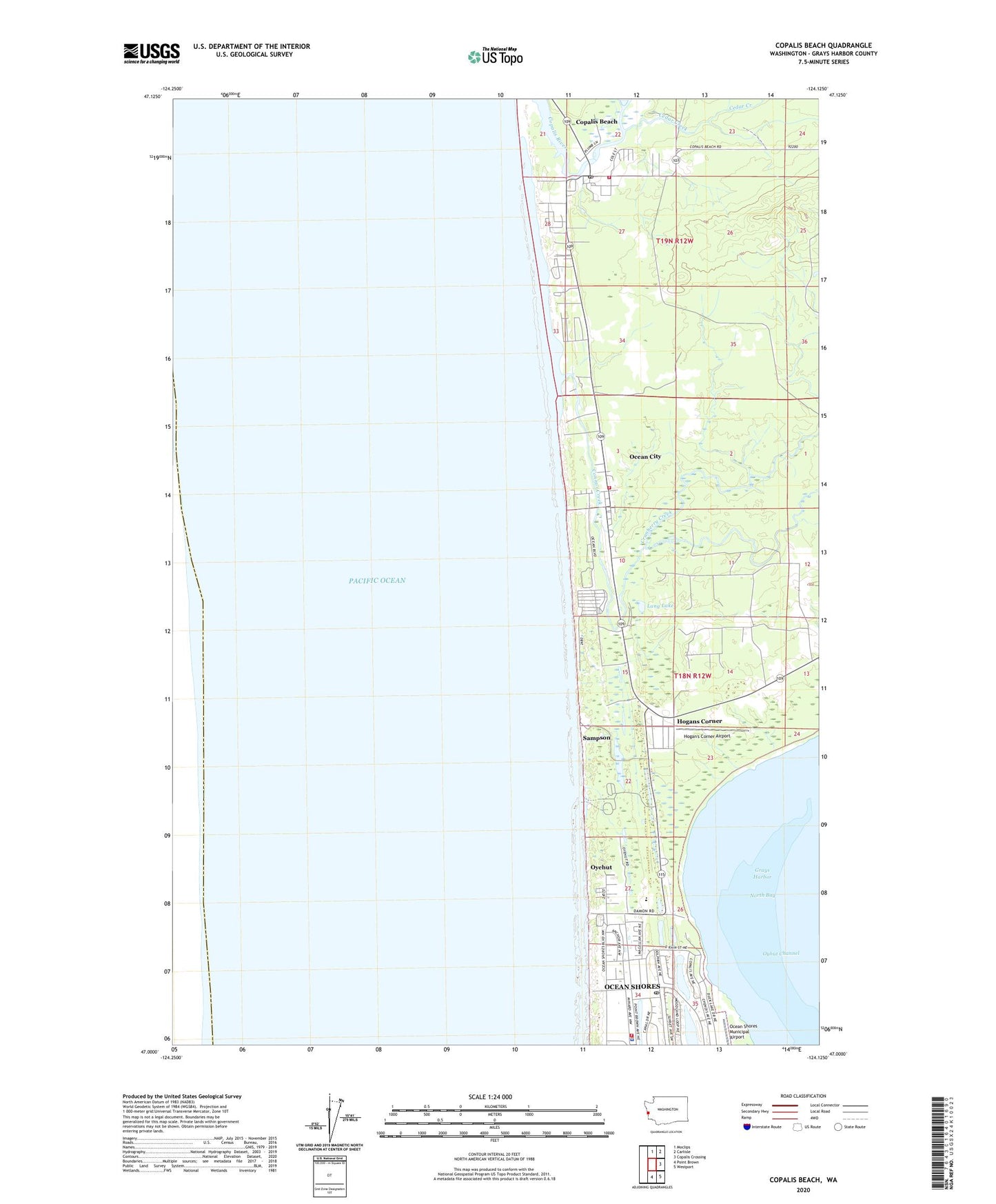 Copalis Beach Washington US Topo Map Image