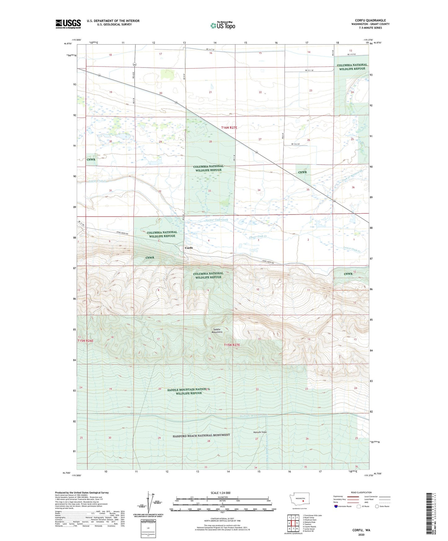Corfu Washington US Topo Map Image