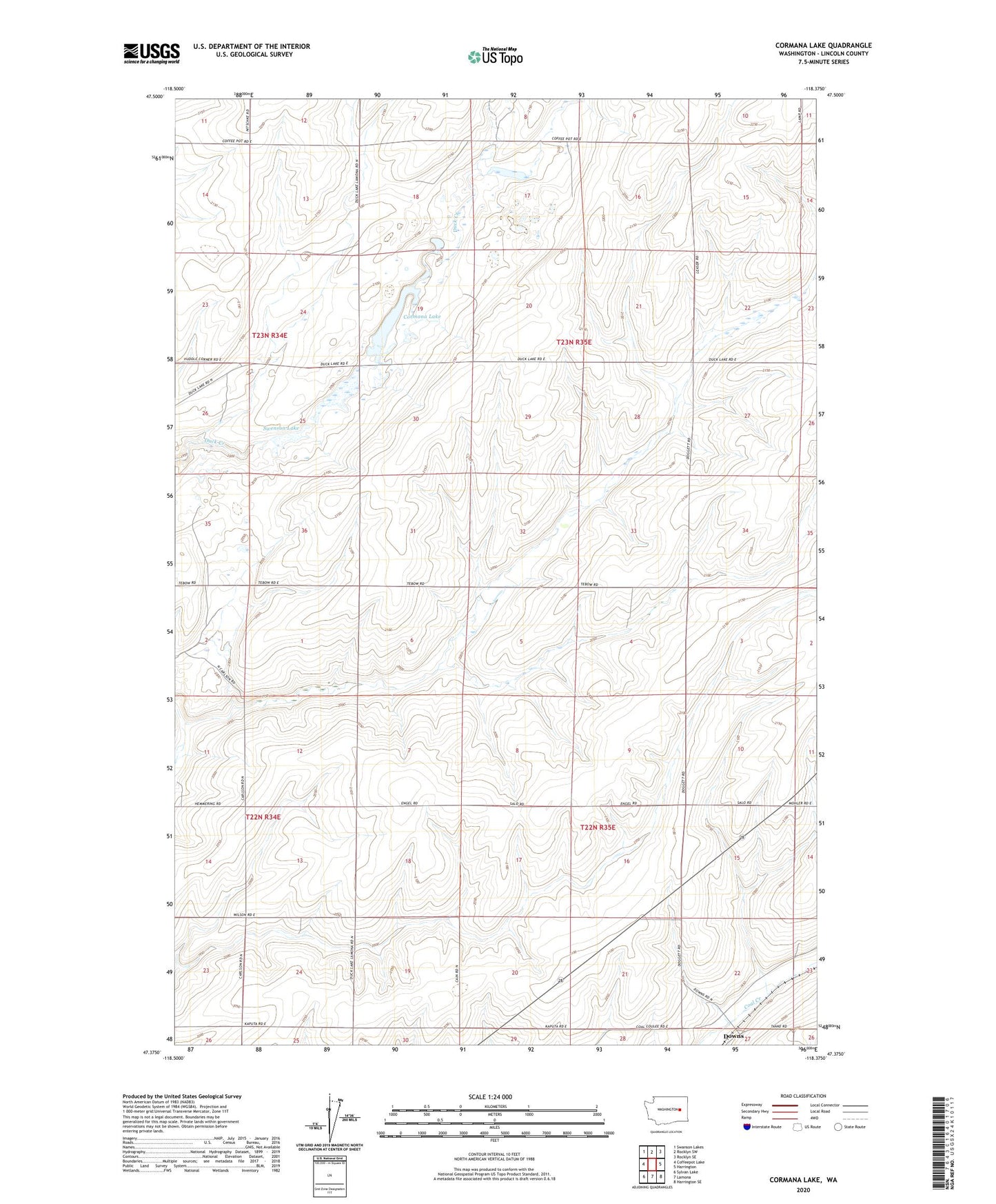 Cormana Lake Washington US Topo Map Image