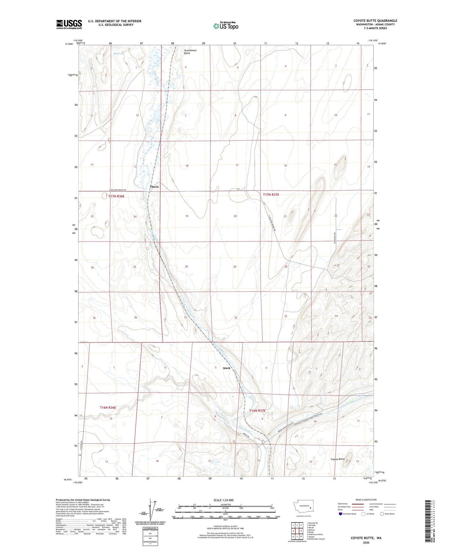 Coyote Butte Washington US Topo Map Image