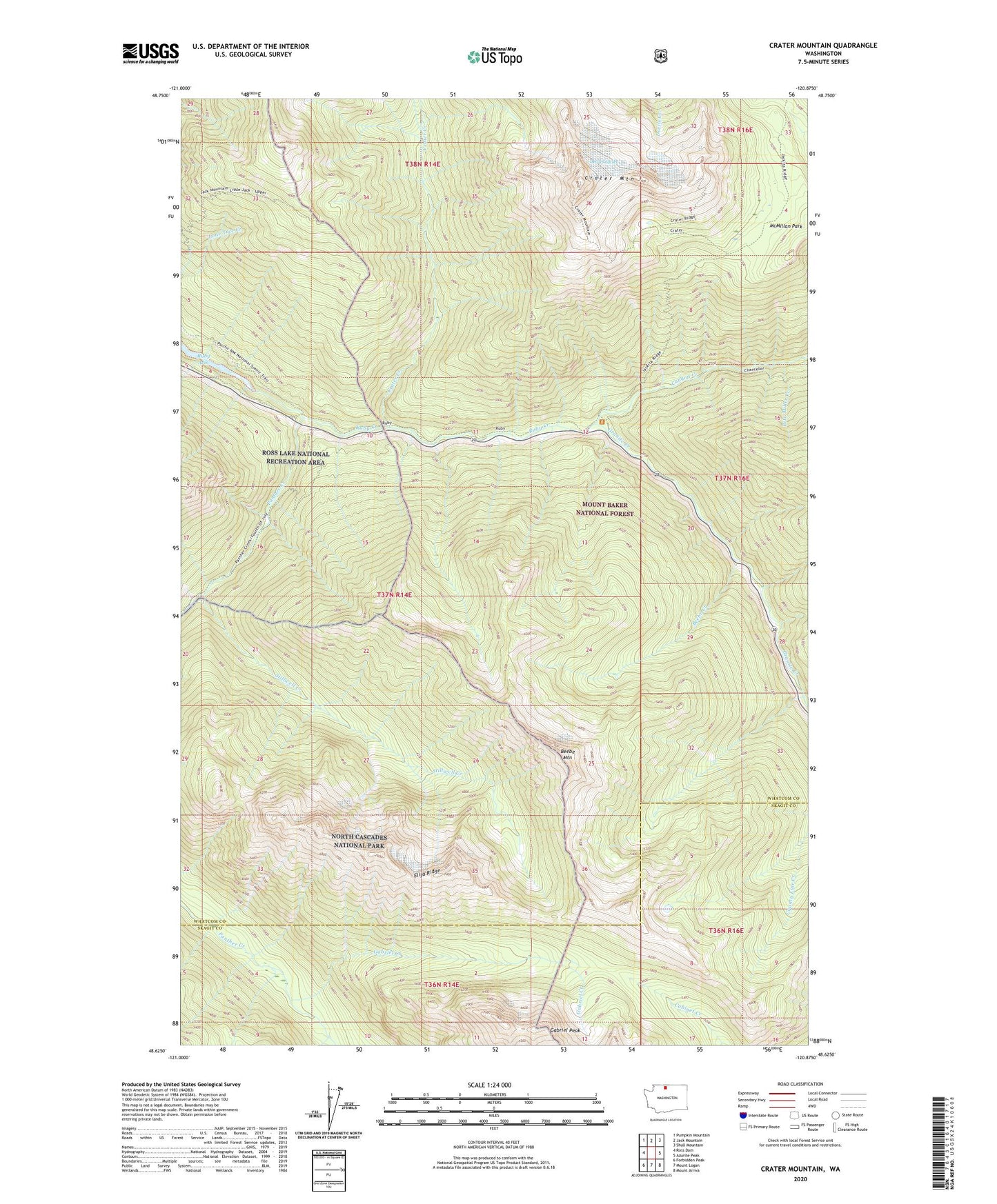 Crater Mountain Washington US Topo Map Image