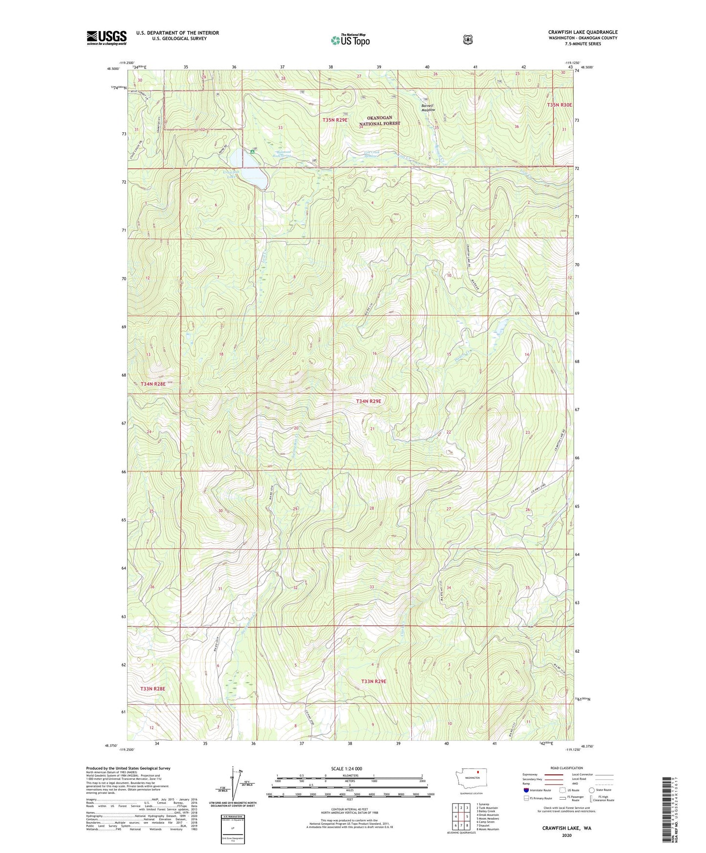 Crawfish Lake Washington US Topo Map Image