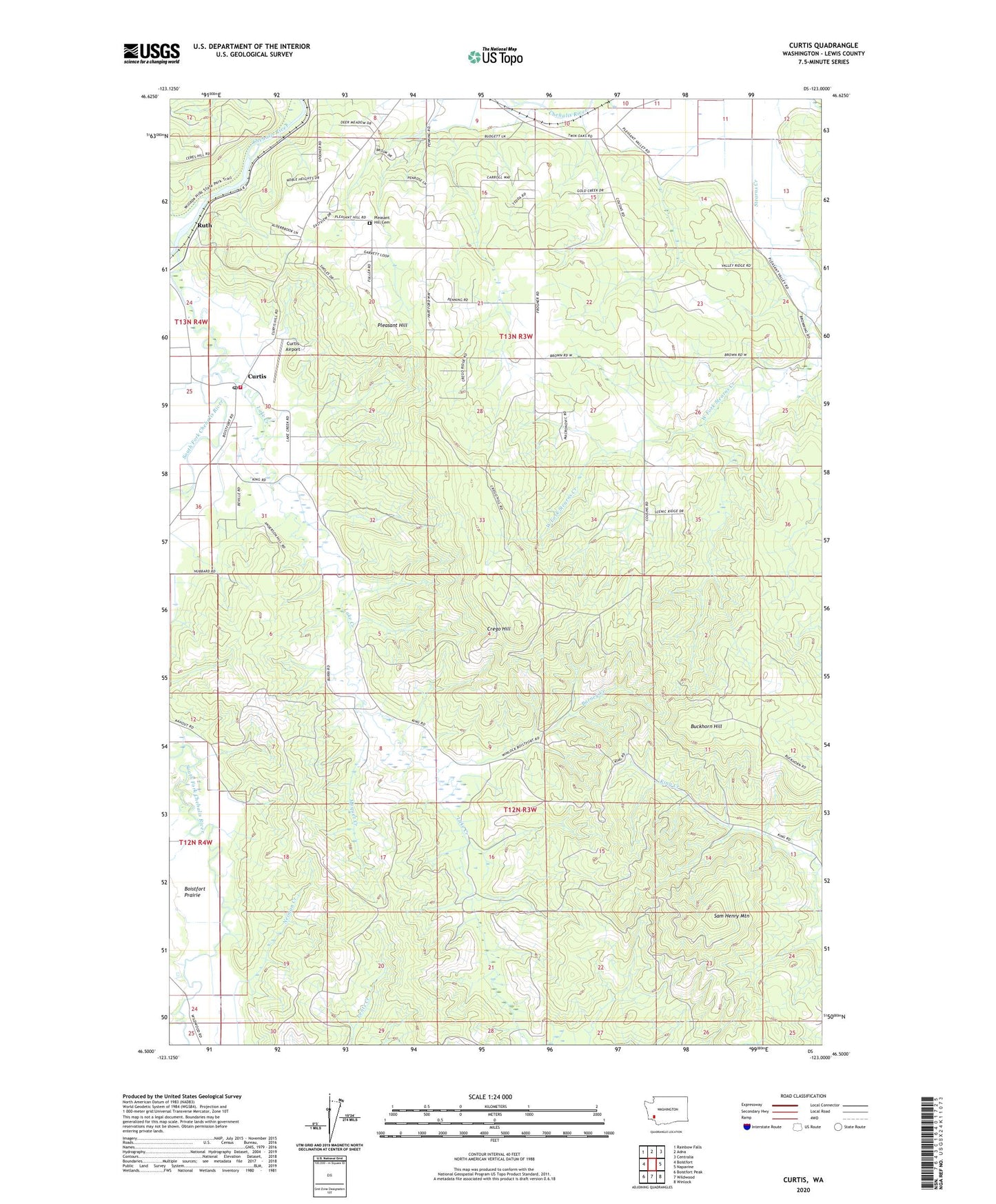 Curtis Washington US Topo Map Image
