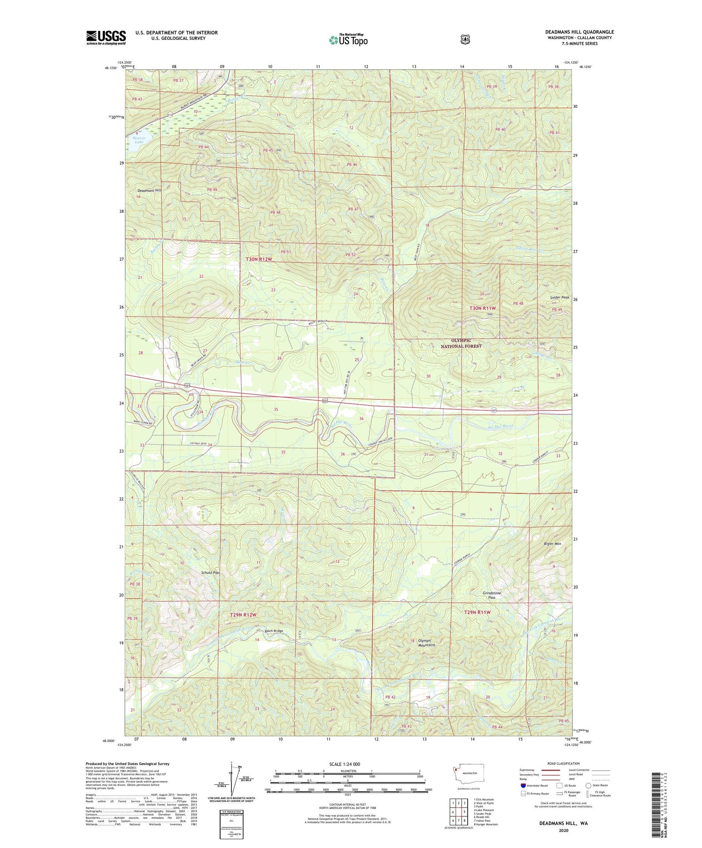 Deadmans Hill Washington US Topo Map Image