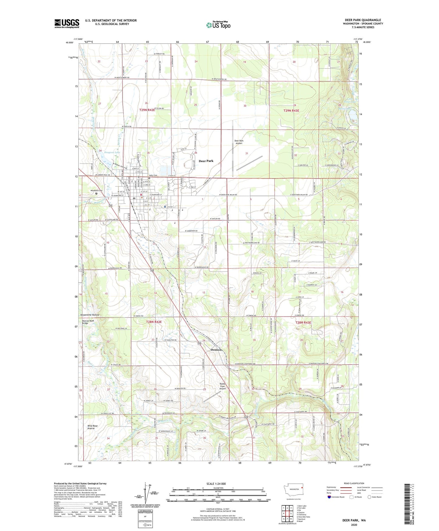 Deer Park Washington US Topo Map Image