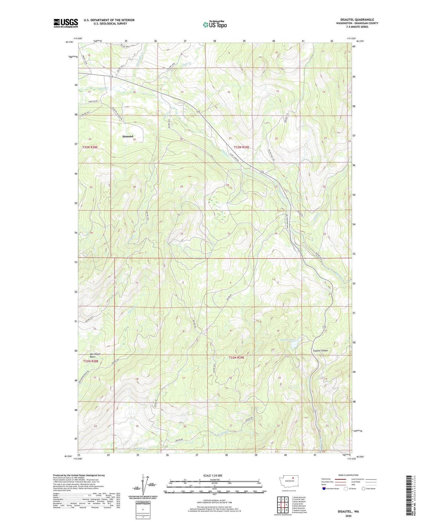 Disautel Washington US Topo Map Image
