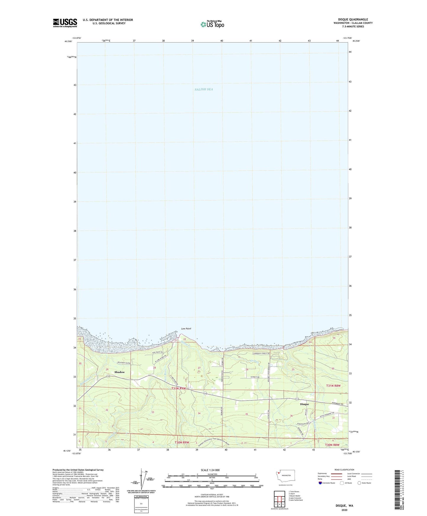 Disque Washington US Topo Map Image