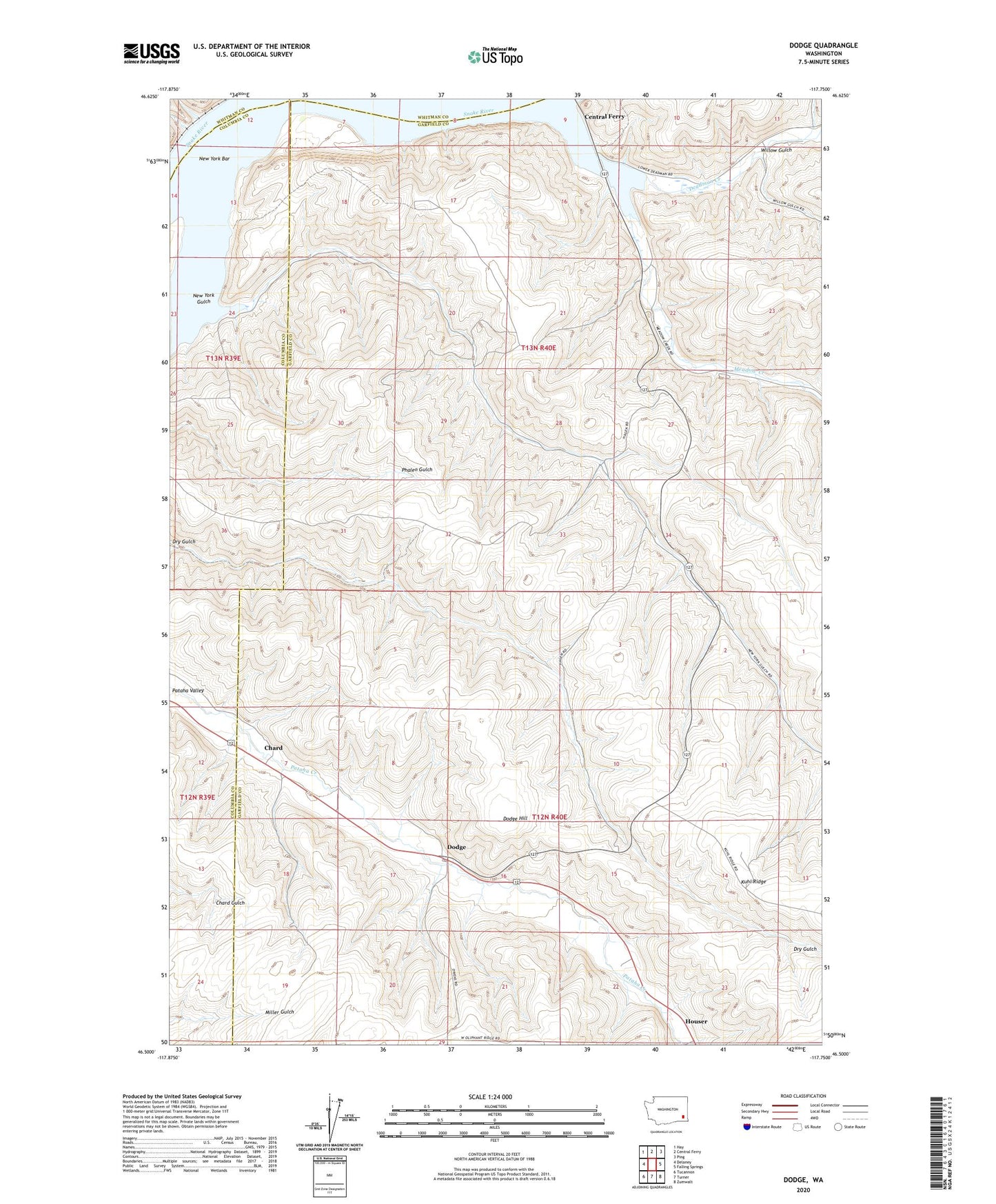 Dodge Washington US Topo Map Image