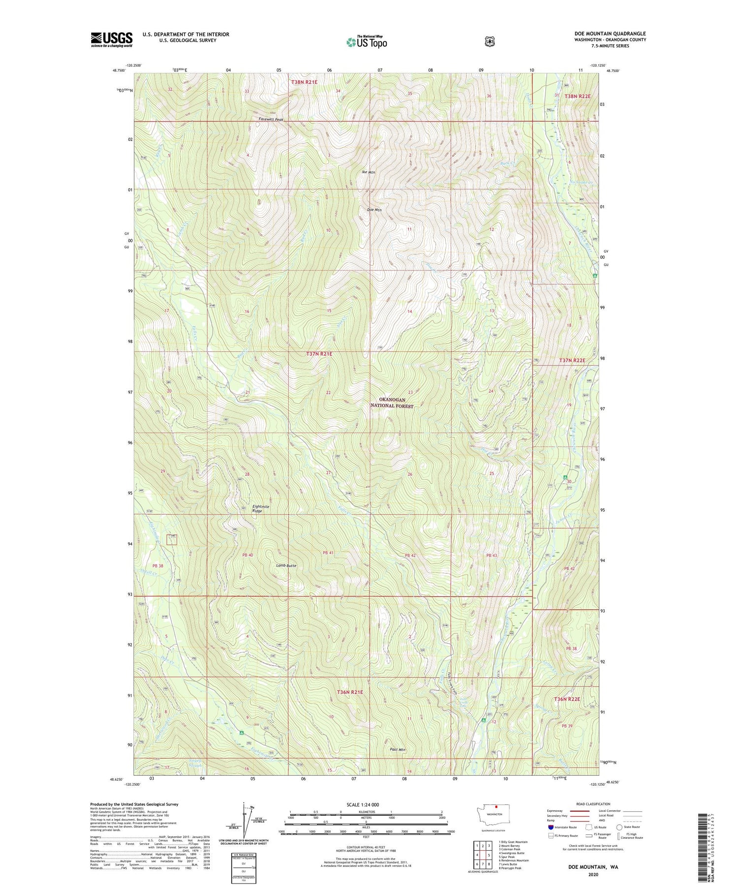 Doe Mountain Washington US Topo Map Image