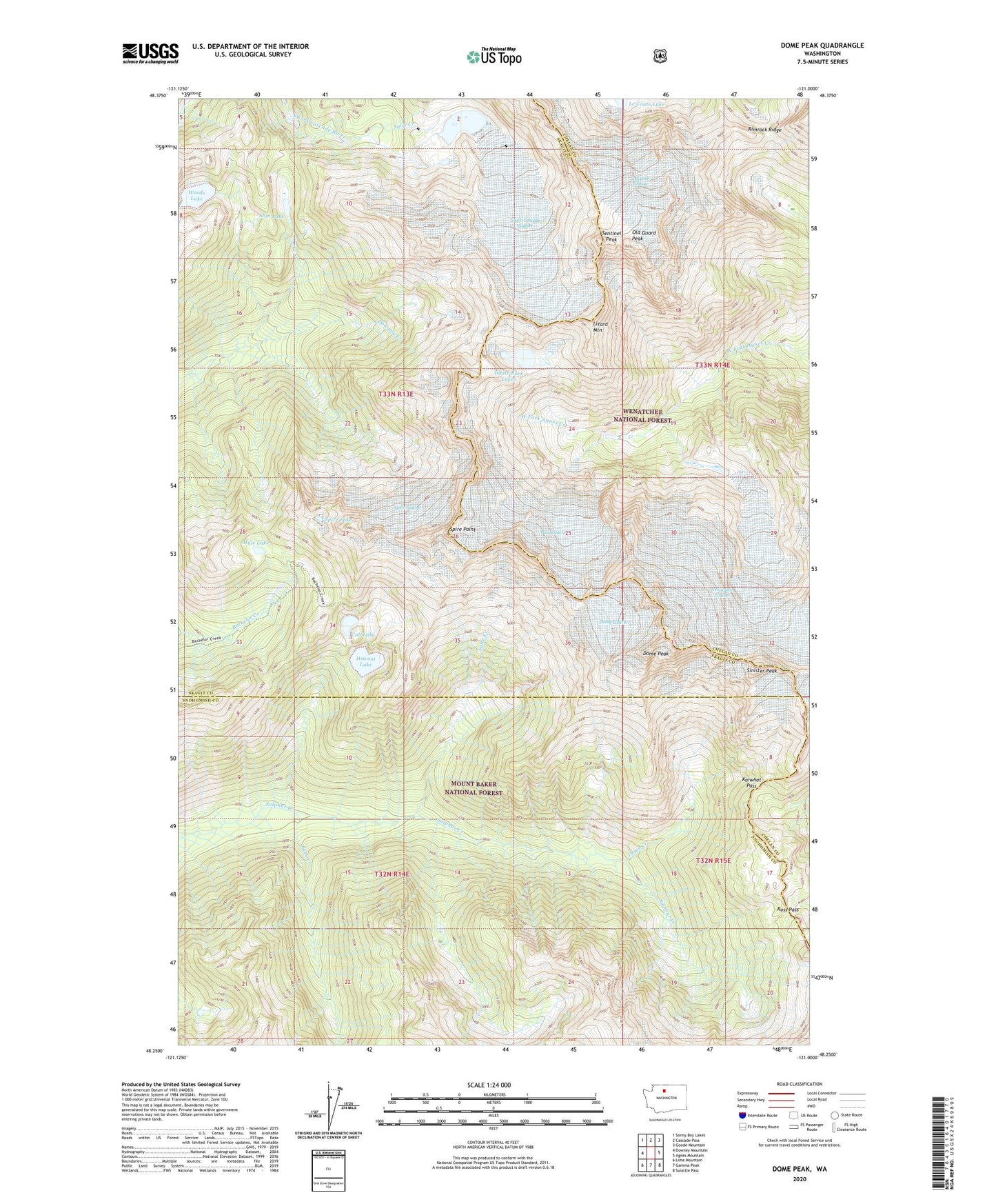 Dome Peak Washington US Topo Map Image