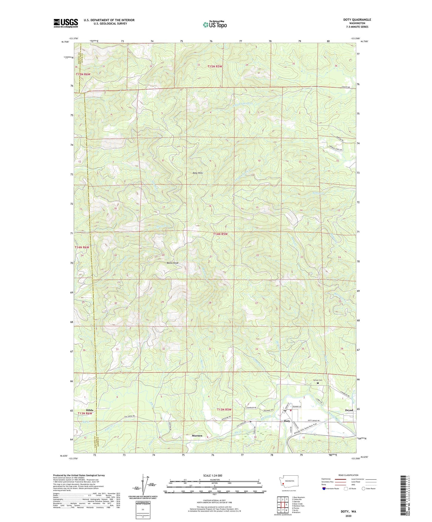 Doty Washington US Topo Map Image