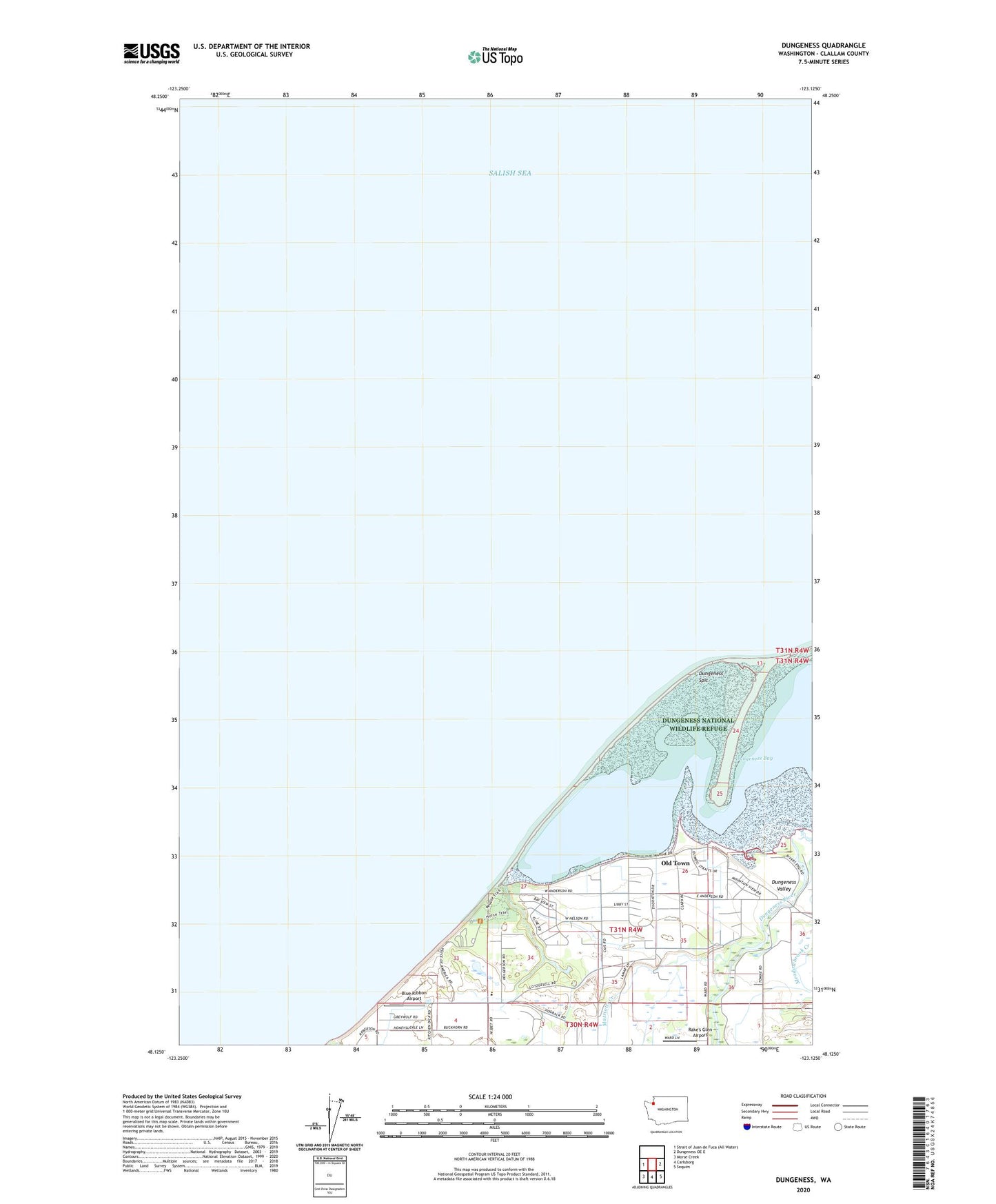 Dungeness Washington US Topo Map Image