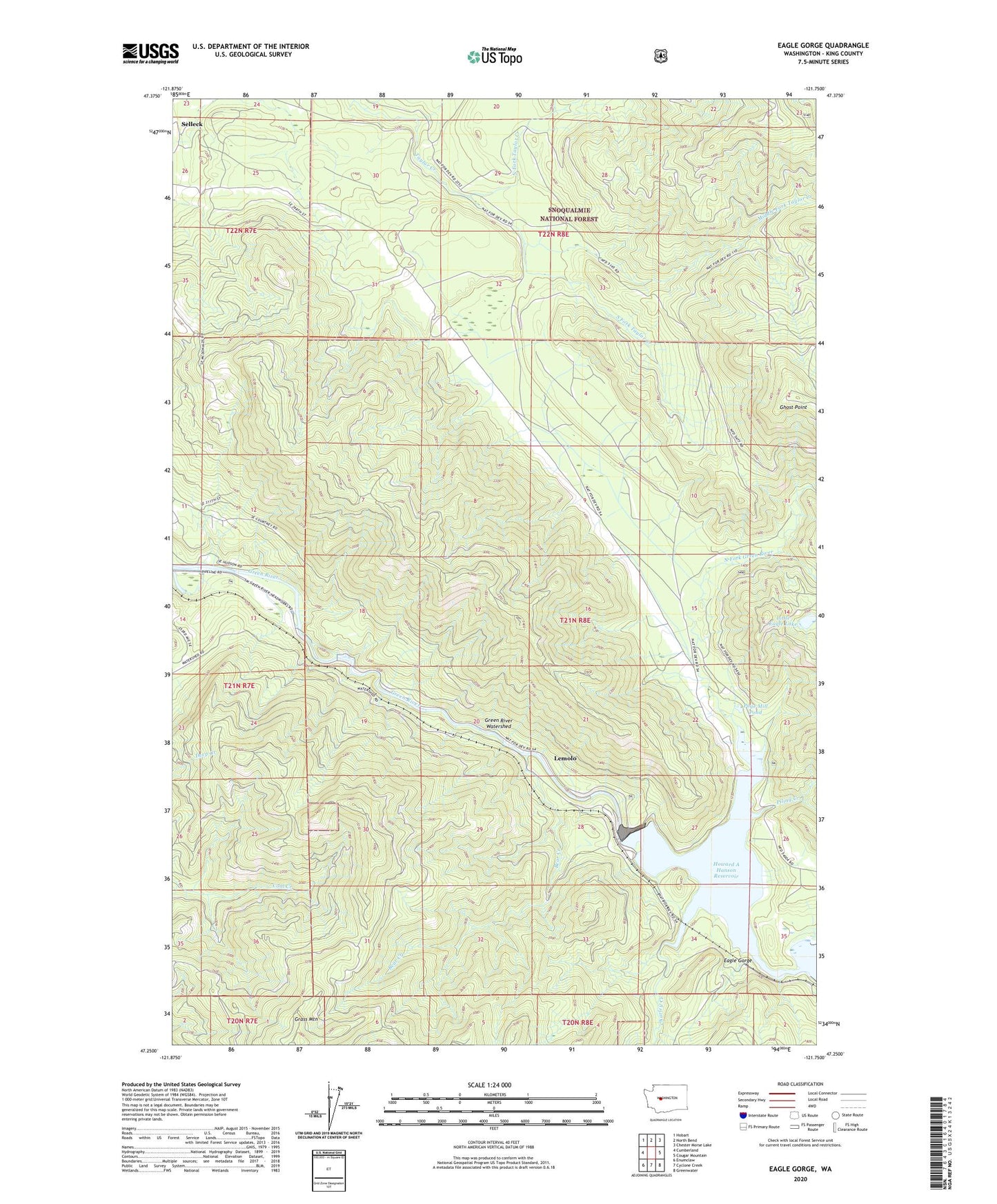 Eagle Gorge Washington US Topo Map Image