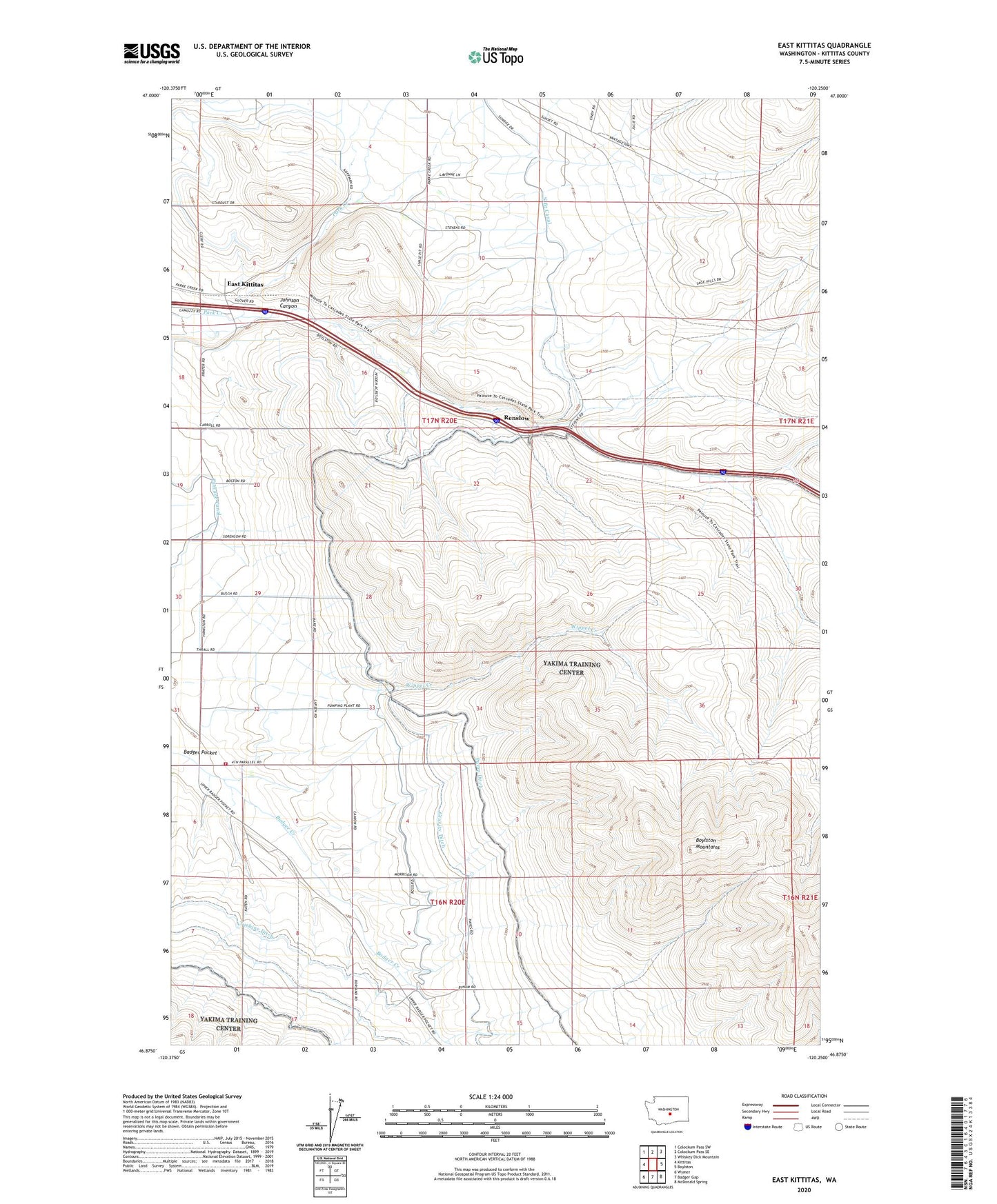 East Kittitas Washington US Topo Map Image