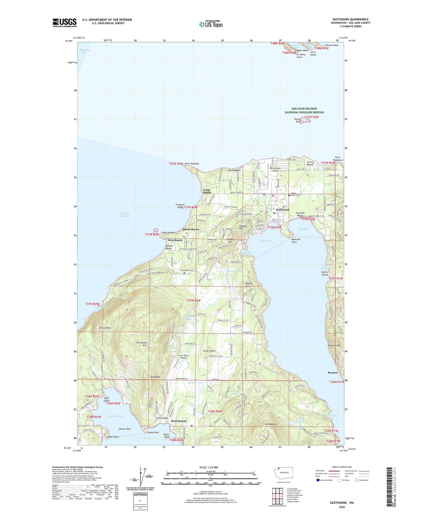 Eastsound Washington US Topo Map Image