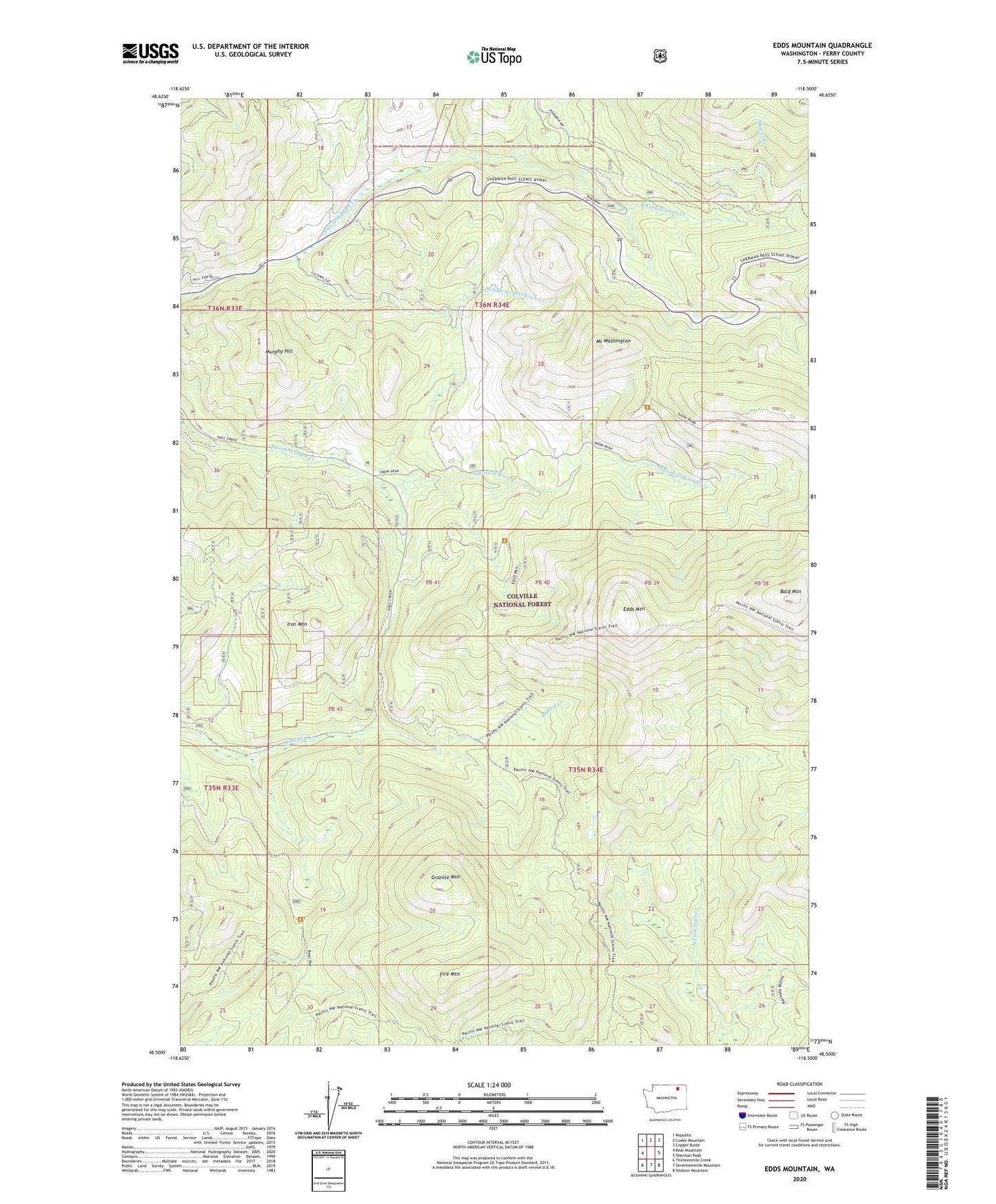 Edds Mountain Washington US Topo Map Image