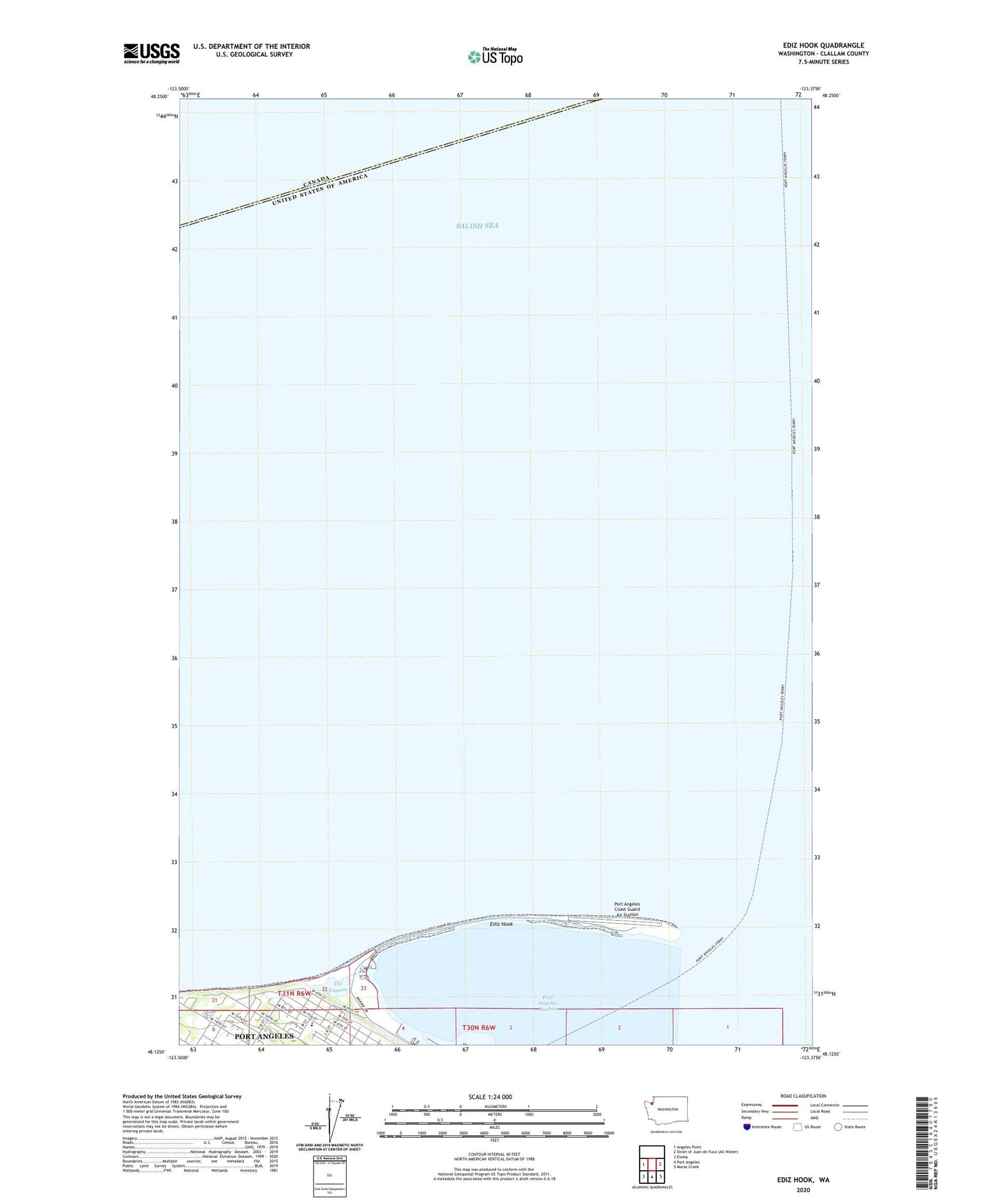 Ediz Hook Washington US Topo Map Image