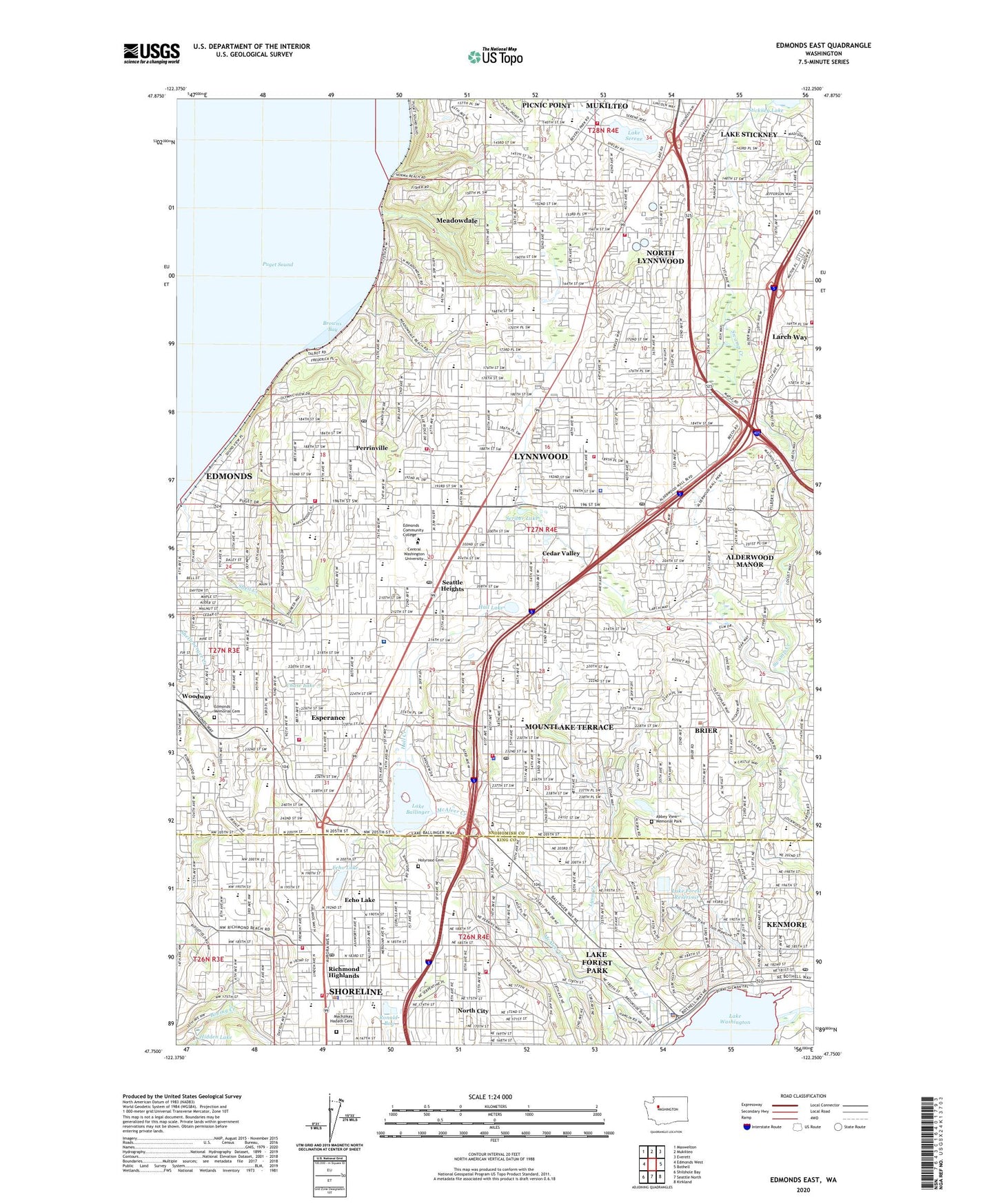 Edmonds East Washington US Topo Map Image
