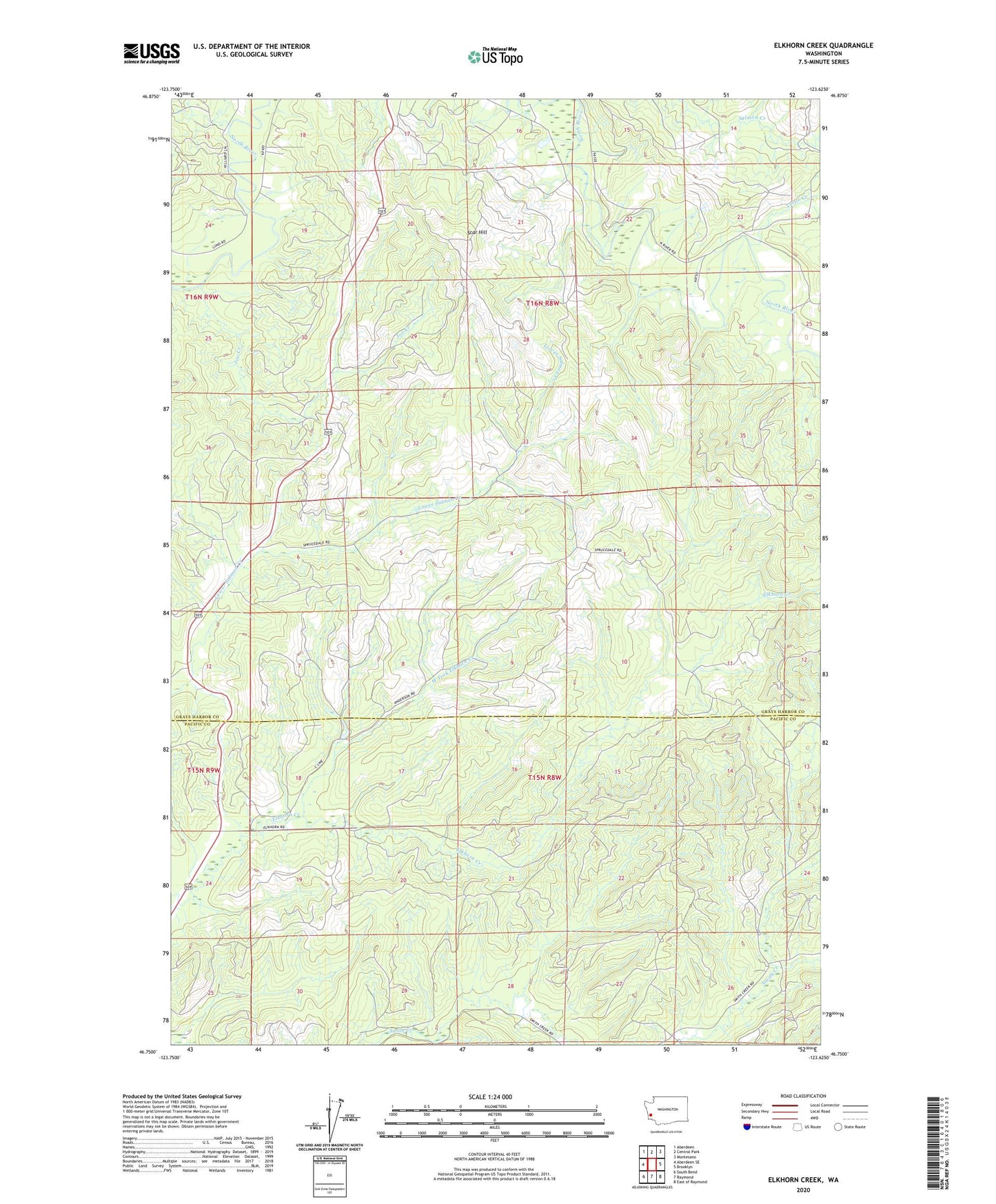 Elkhorn Creek Washington US Topo Map Image