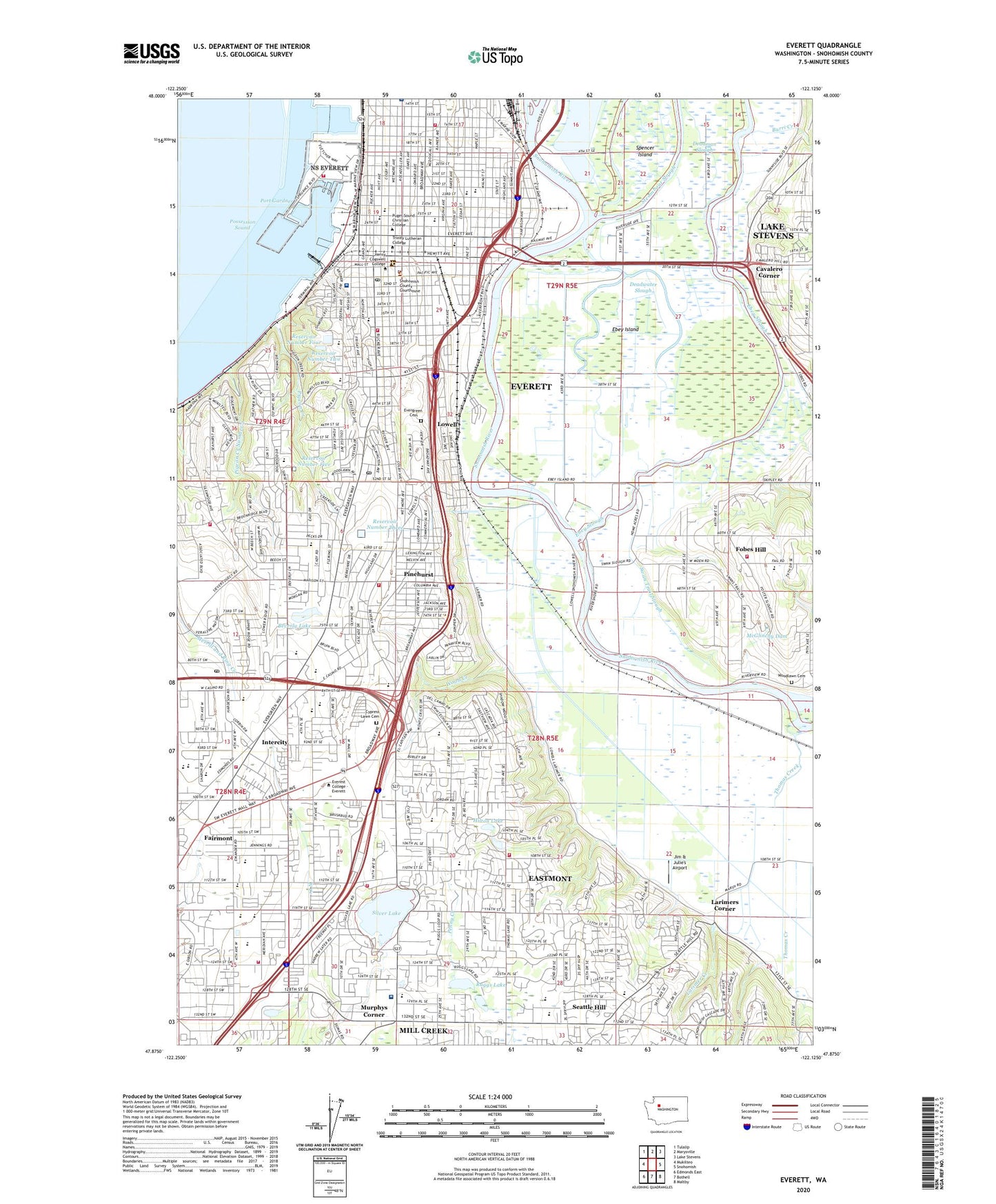 Everett Washington US Topo Map Image