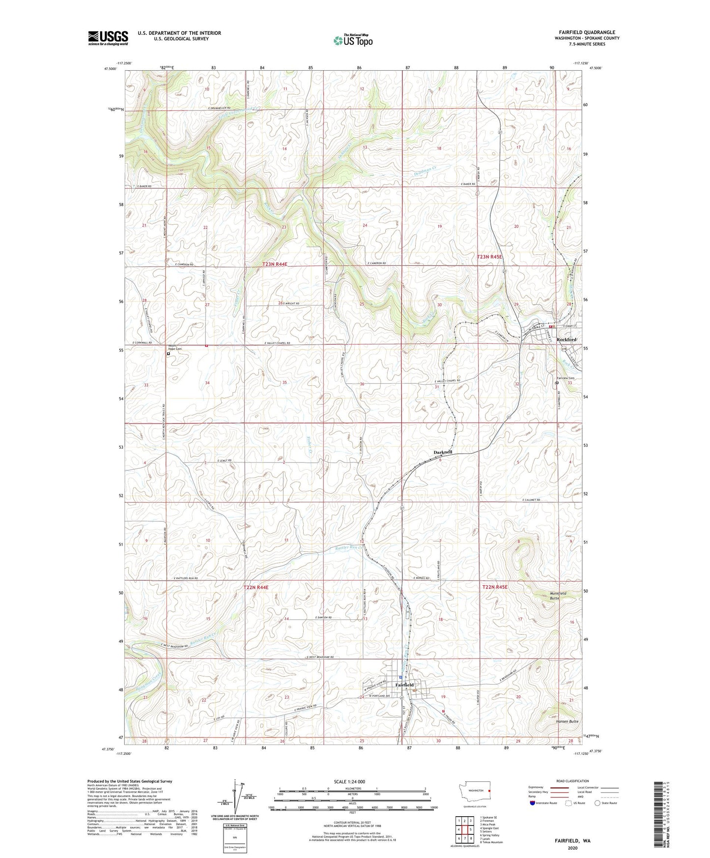Fairfield Washington US Topo Map Image