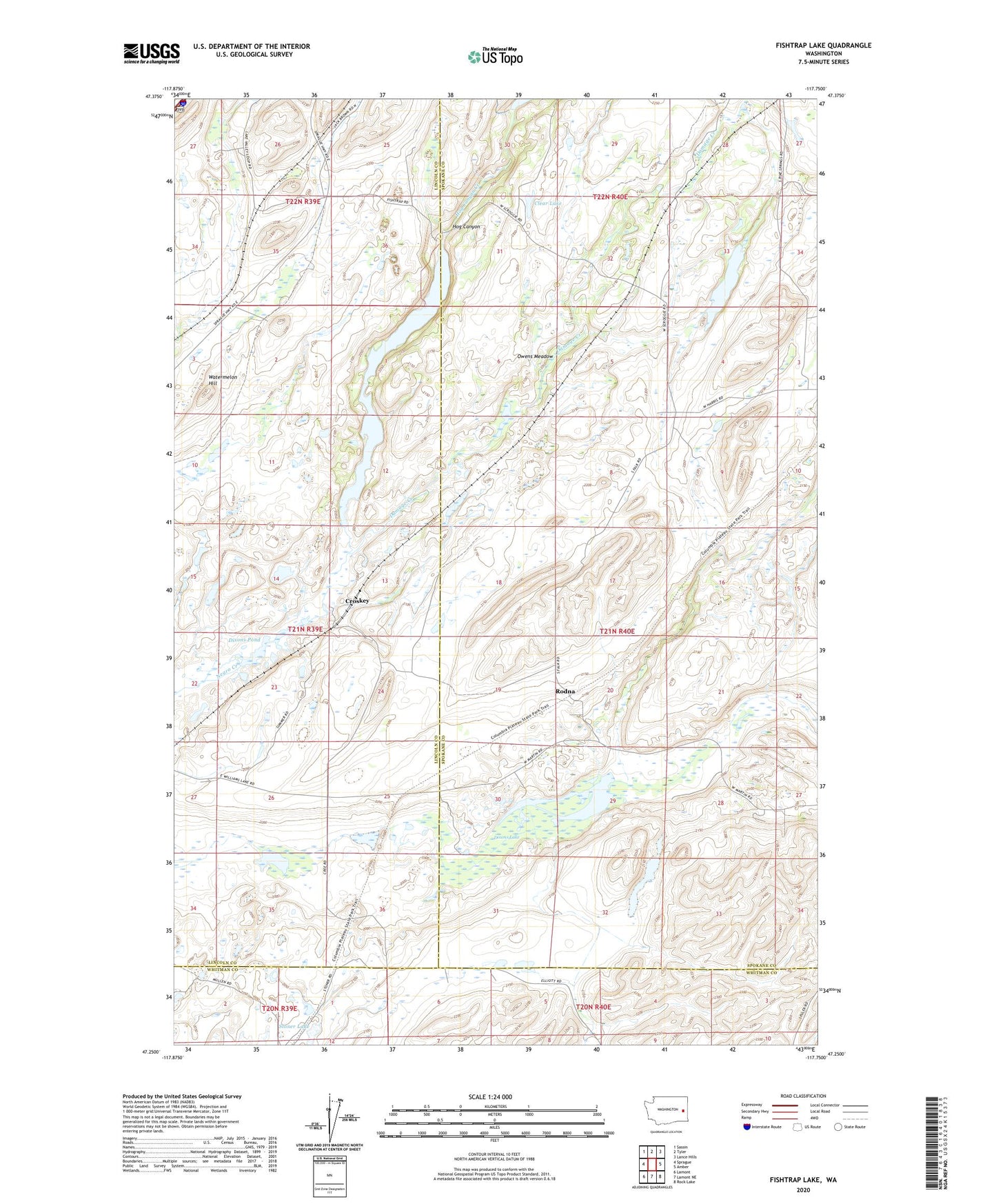 Fishtrap Lake Washington US Topo Map Image