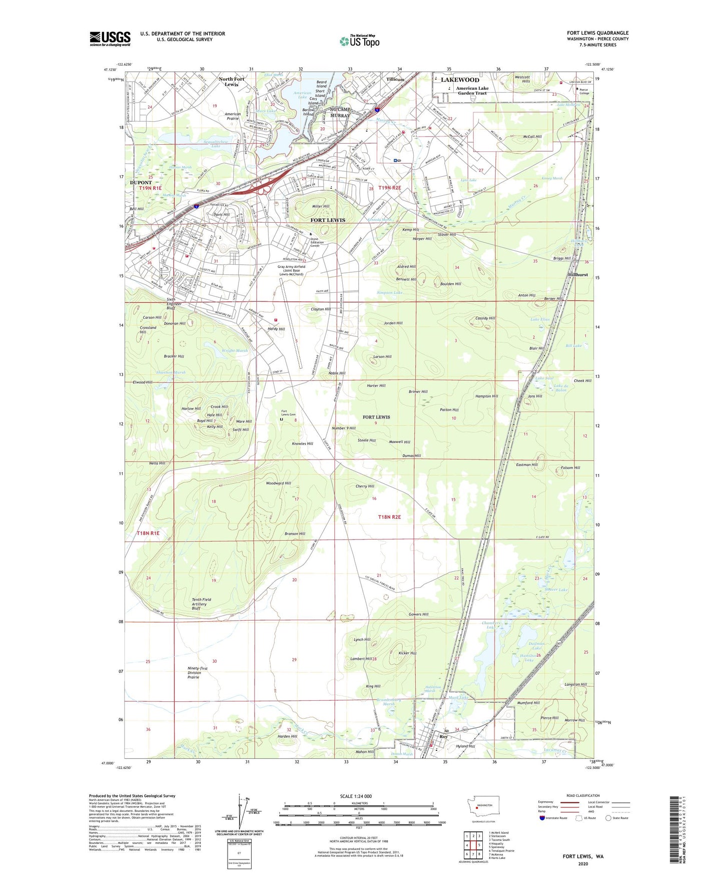 Fort Lewis Washington US Topo Map Image