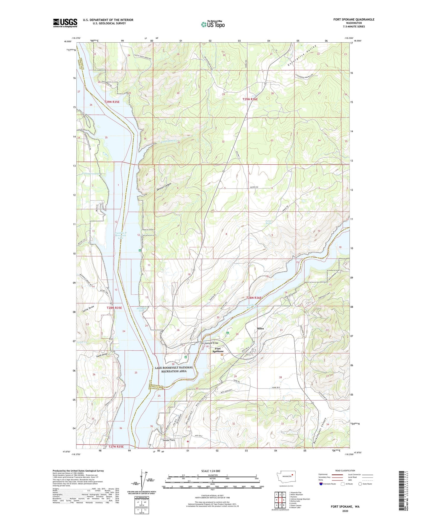 Fort Spokane Washington US Topo Map Image