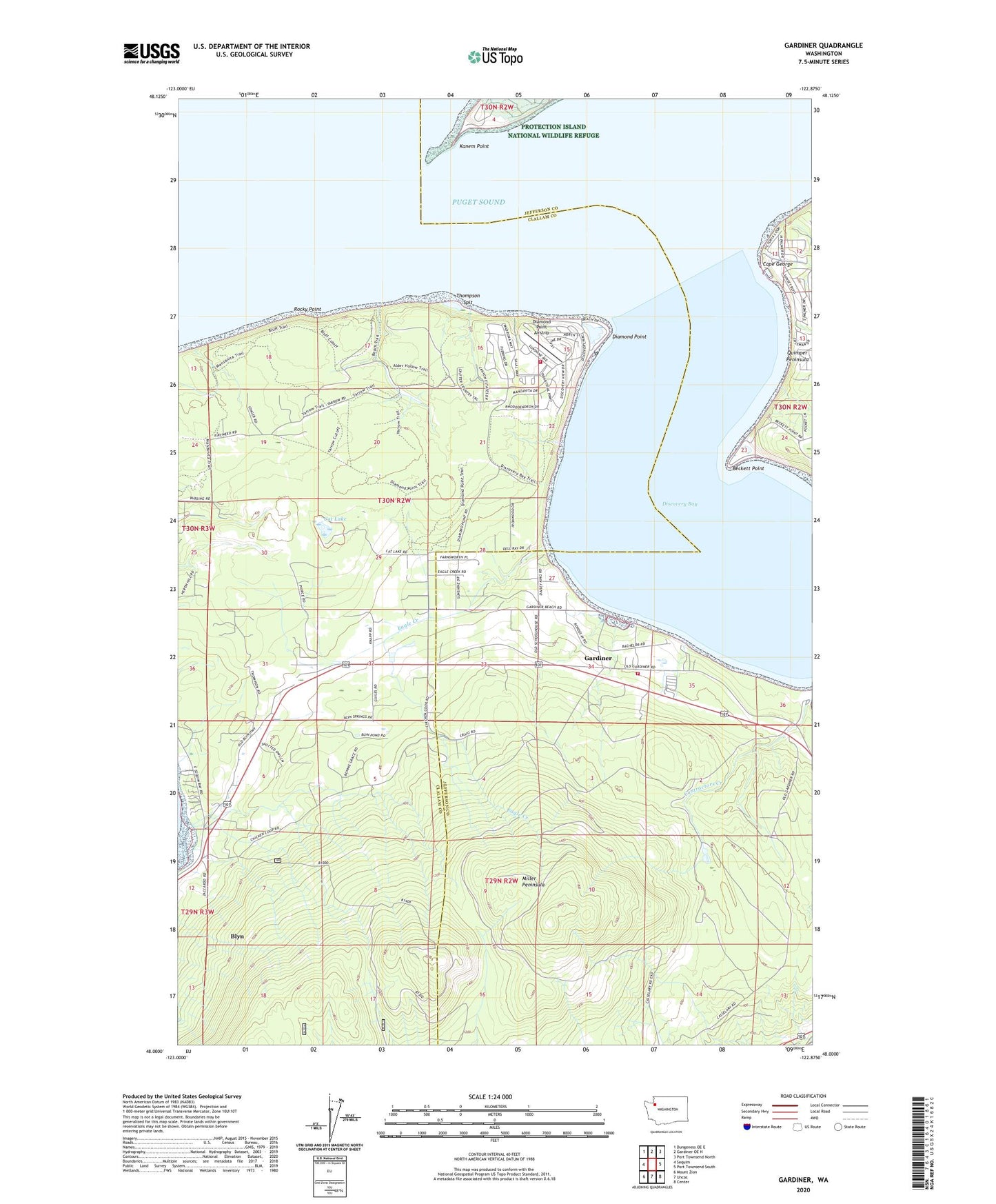 Gardiner Washington US Topo Map Image