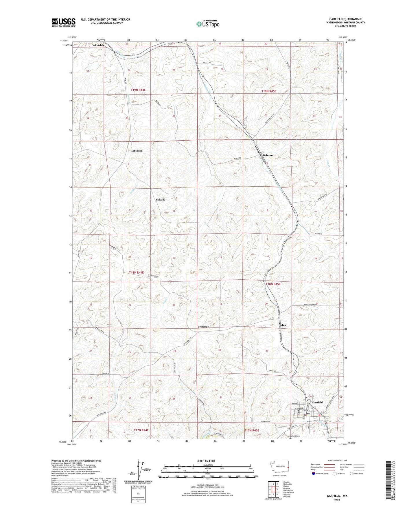Garfield Washington US Topo Map Image
