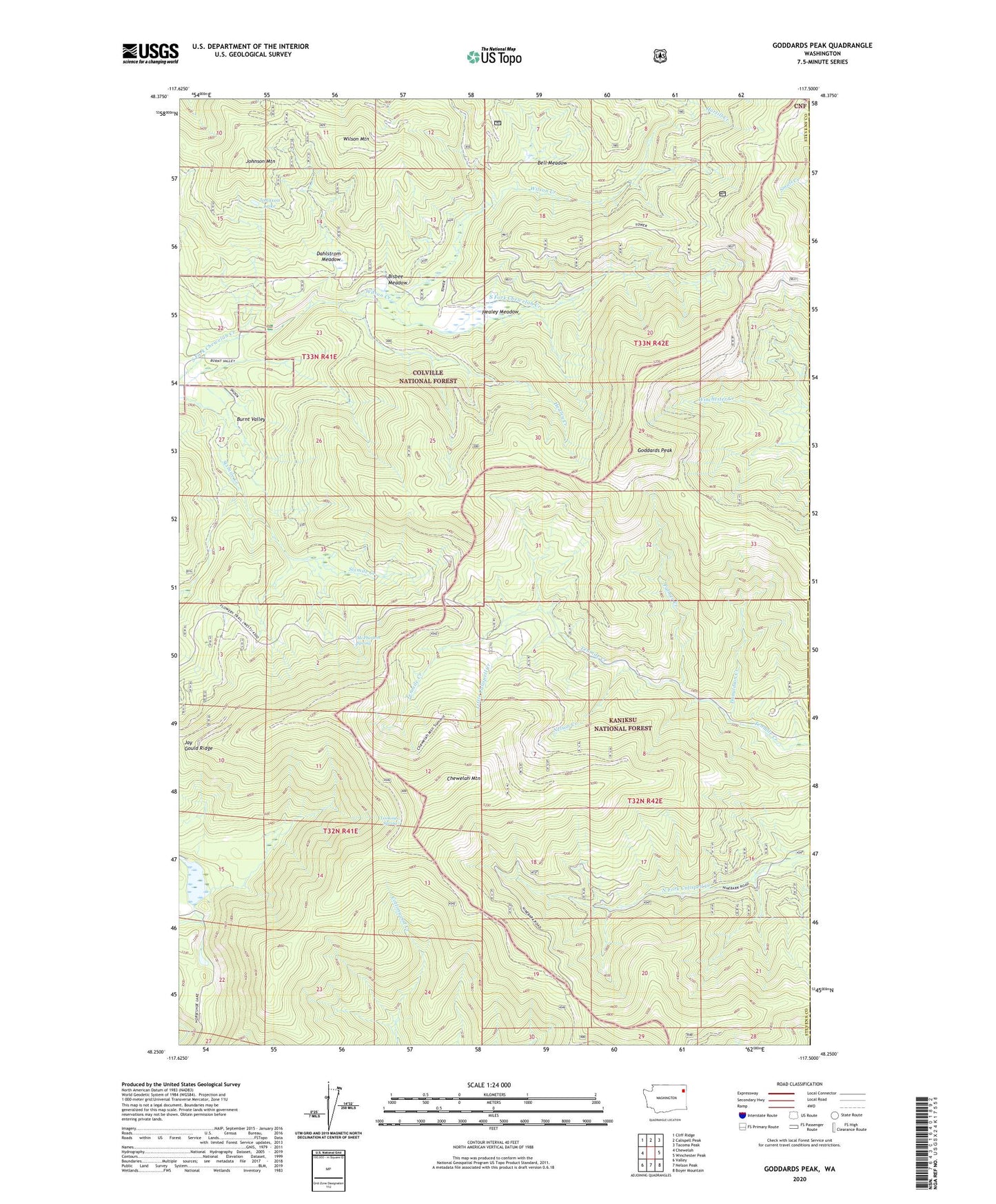 Goddards Peak Washington US Topo Map Image