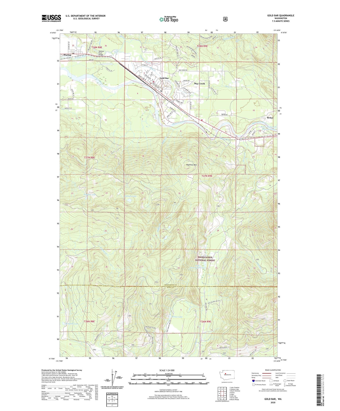 Gold Bar Washington US Topo Map Image