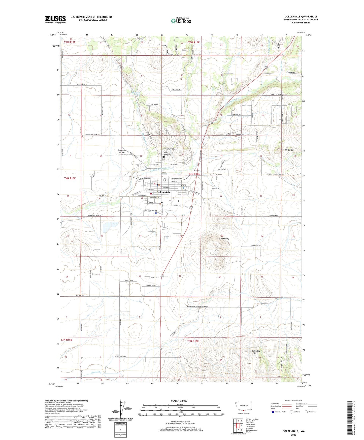 Goldendale Washington US Topo Map Image