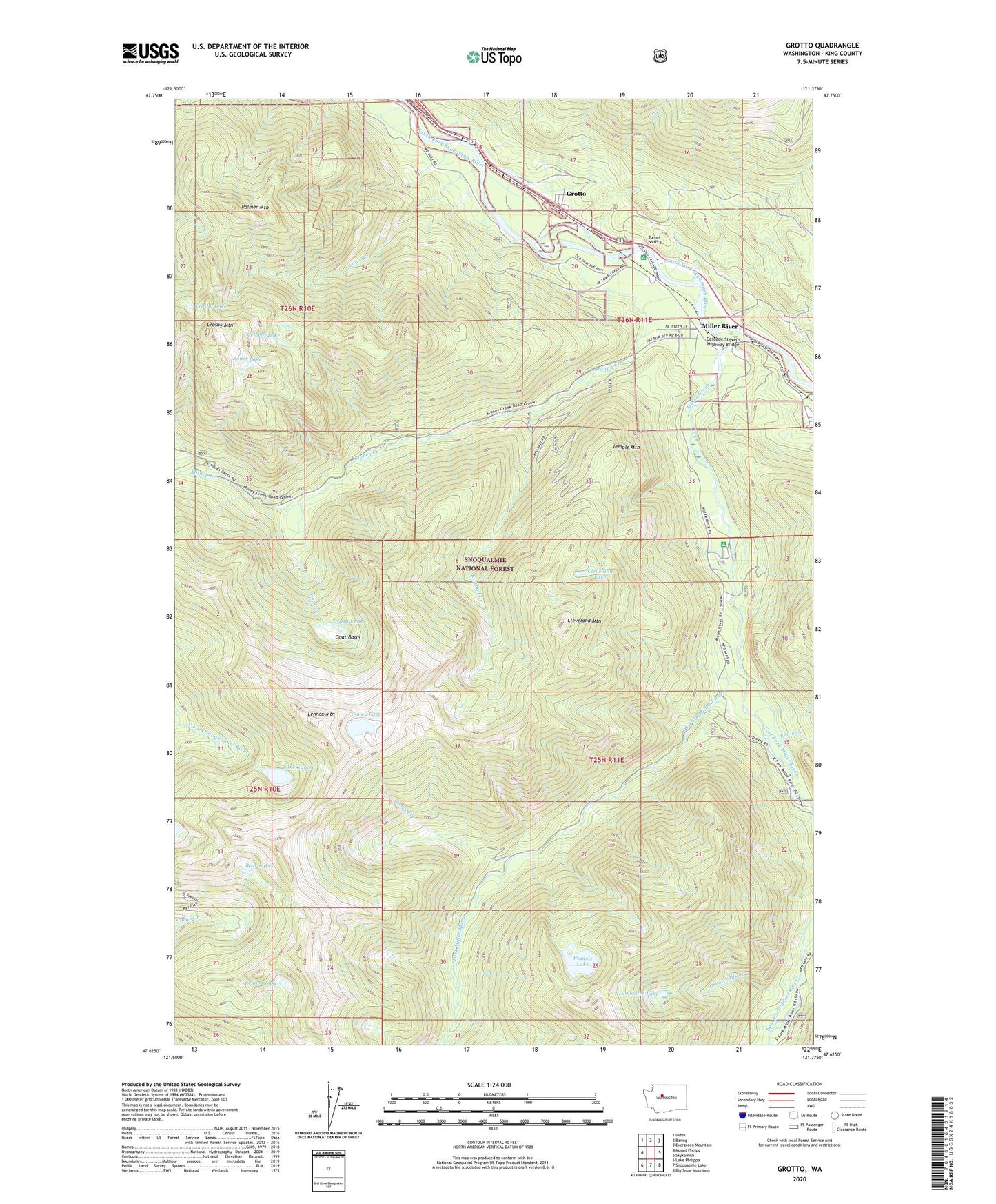 Grotto Washington US Topo Map Image