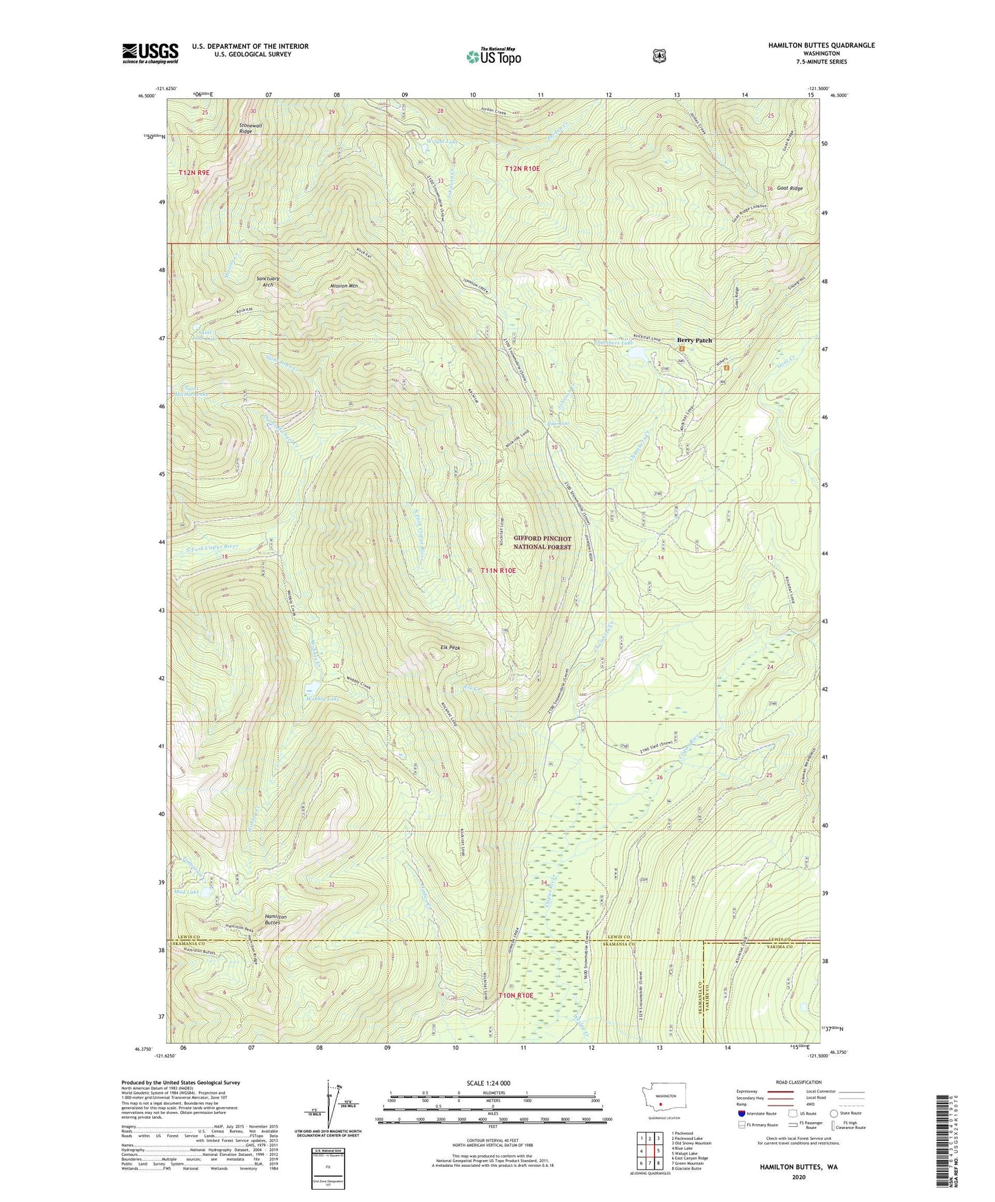 Hamilton Buttes Washington US Topo Map Image