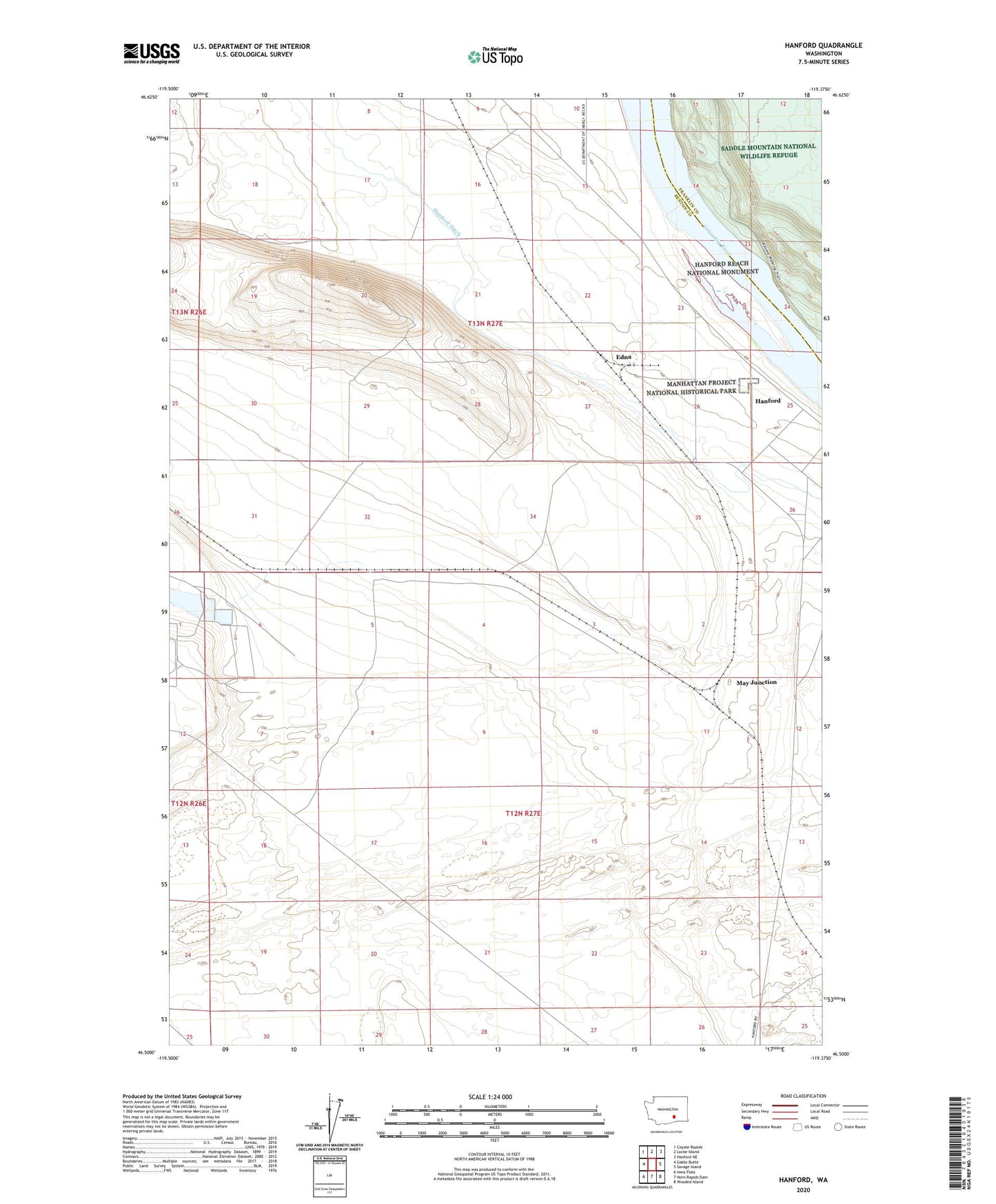 Hanford Washington US Topo Map Image