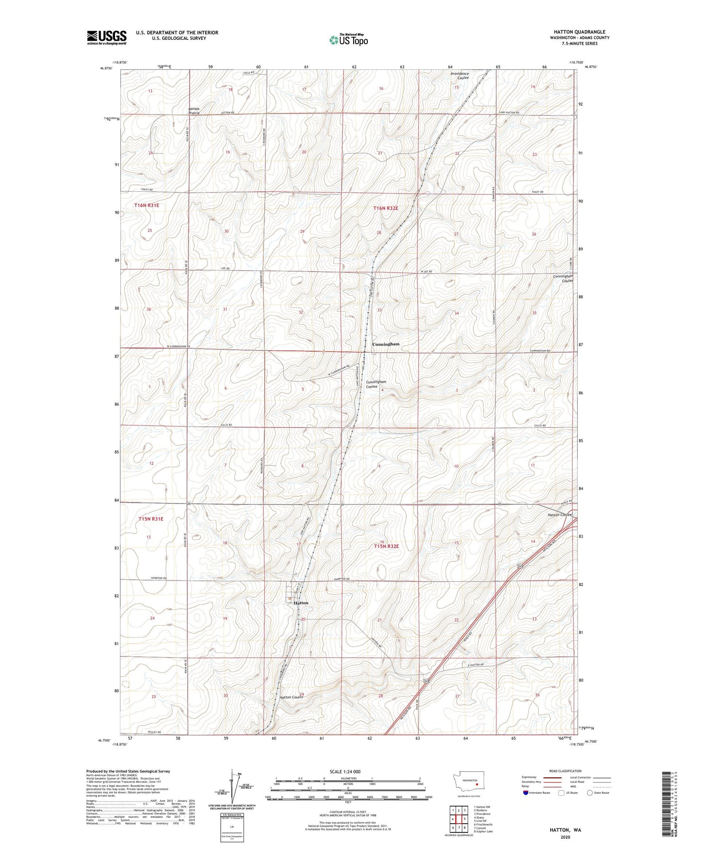 Hatton Washington US Topo Map Image